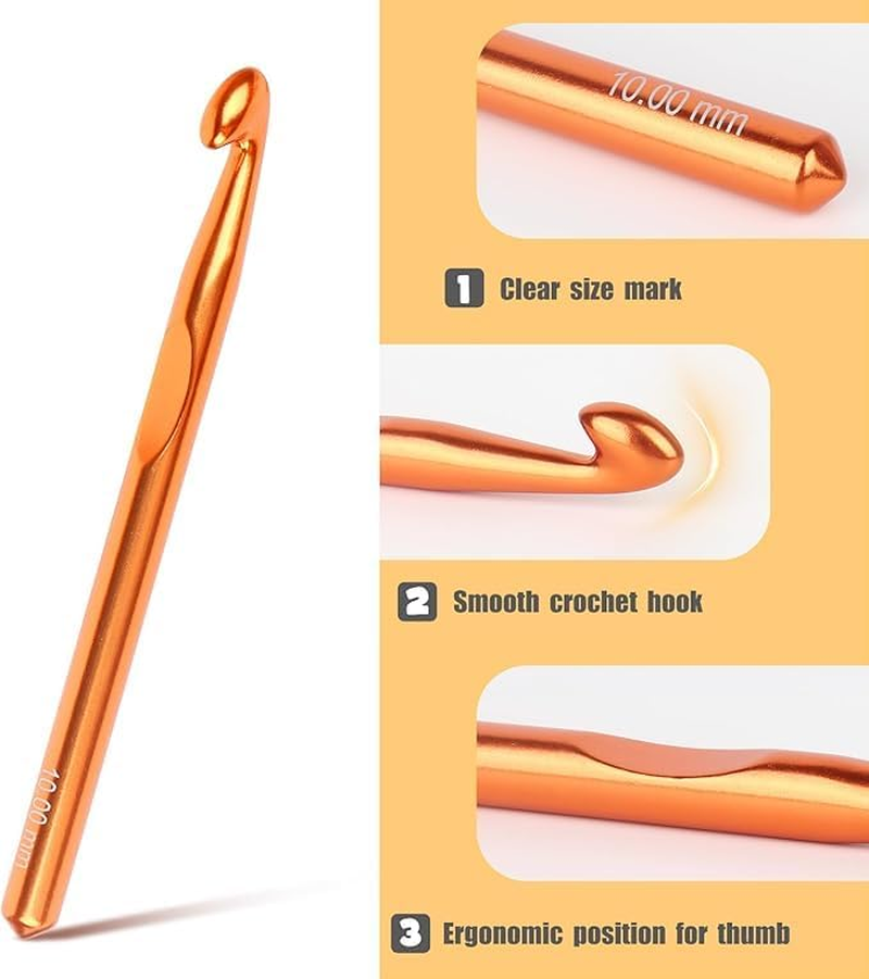Large Size Metal Crochet Hooks Set, 3Pcs Large Aluminum Crochet Hooks,Large Size Metal Crochet Hook Large Aluminum Crochet Hooks,Aluminum Crochet Hook Metal Crochet Hooks,Large Aluminum Crochet Hooks image number 4