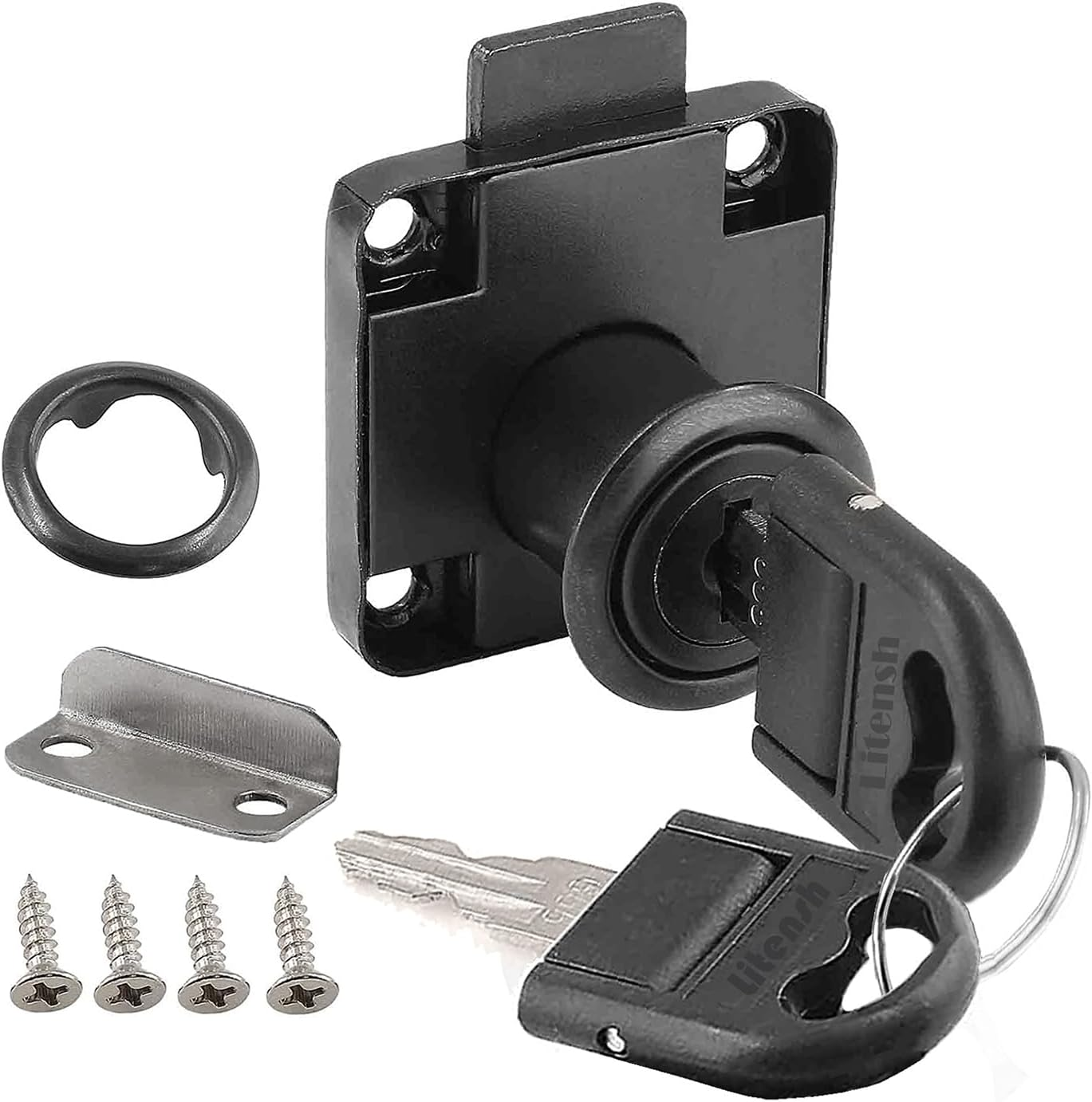 4PCS Cam Lock 22Mm, Security Cabinet Lock with Key Different Cupboard Lock for Furniture Mailbox Drawer Postbox Letterbox Household Office Door Locks Black