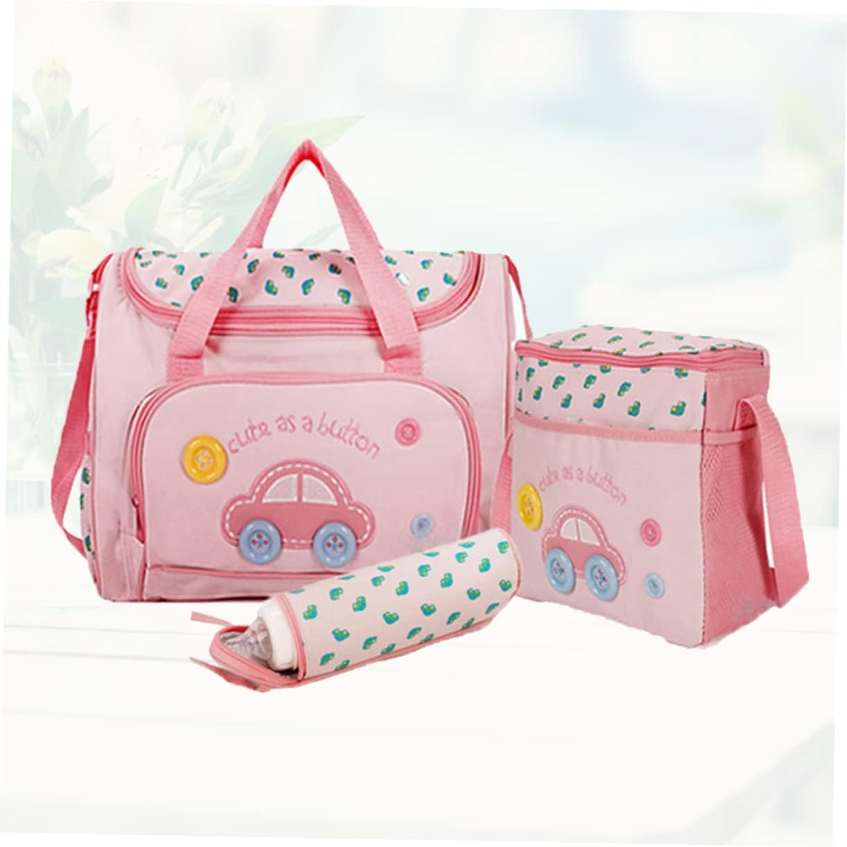 Totority Portable Diaper Bag Set 4-In-1 Multi-Function Mom Bag Large Nappy Bottle Car Theme Nappy Change Mat image number 6