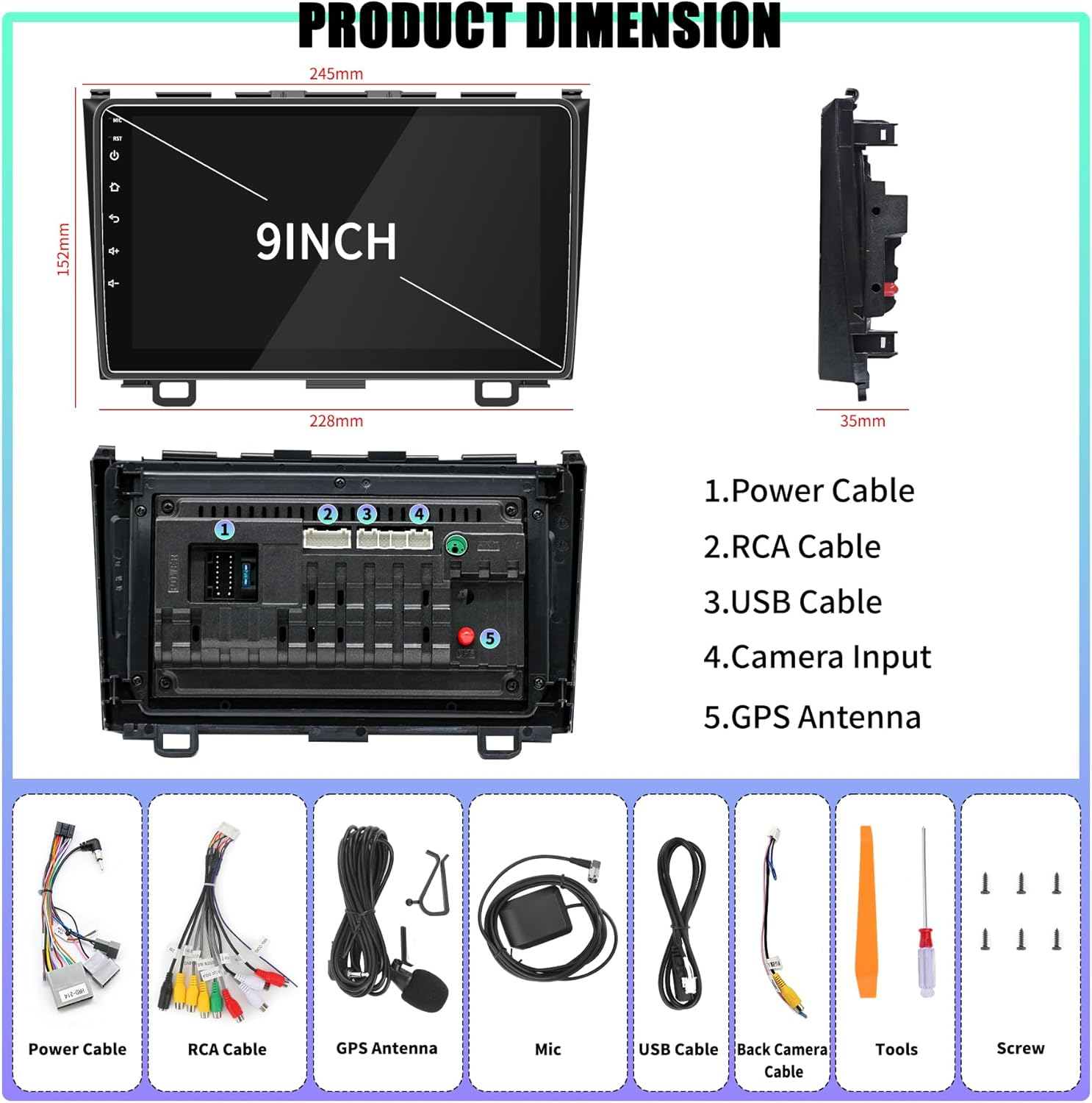 Android 12 Car Stereo for Honda CRV 2007 2008 2009 2010 2011 with Wireless Carplay/Android Auto, Car Radio Bluetooth, HD Touchscreen, GPS Navigation, Wifi/Hotspot, SWC Voice Control Head Unit 2G+64G image number 2