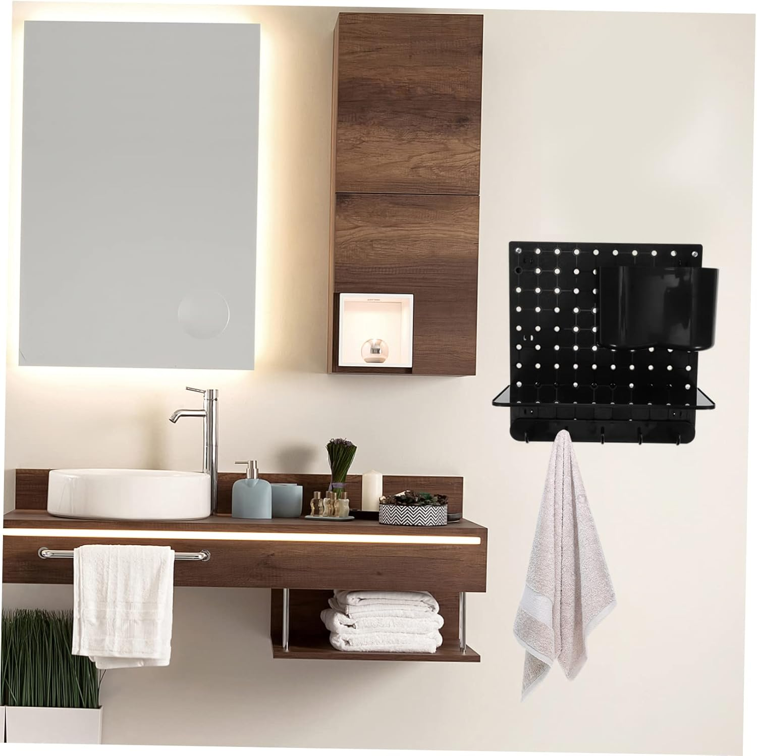 Perforated Board for Kitchen Bedroom Storage Wall-Mounted Pegboard Organizer Material Versatile Function for Home Organization image number 4