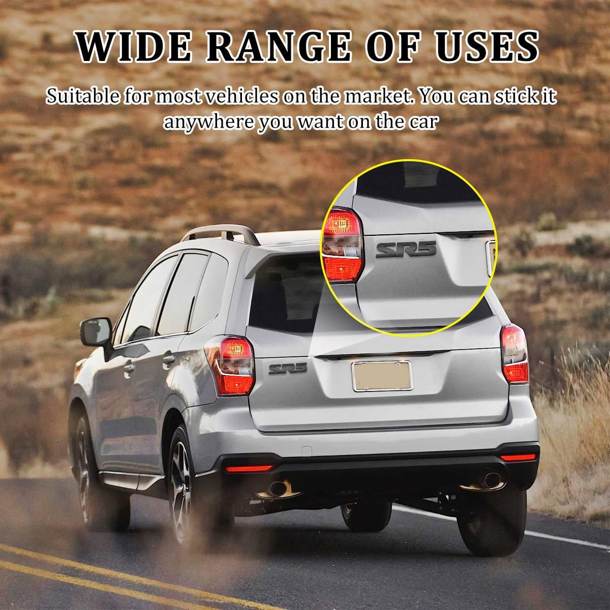 Wevdn 2PCS SR5 Metal Emblem, Premium 3D Classic SR5 Nameplate Logo Engine Badge Sticker, Universal SR5 Letters Metal Decal for Vehicle Side Fender Trunk Tailgate, Car Accessories (Black) image number 3