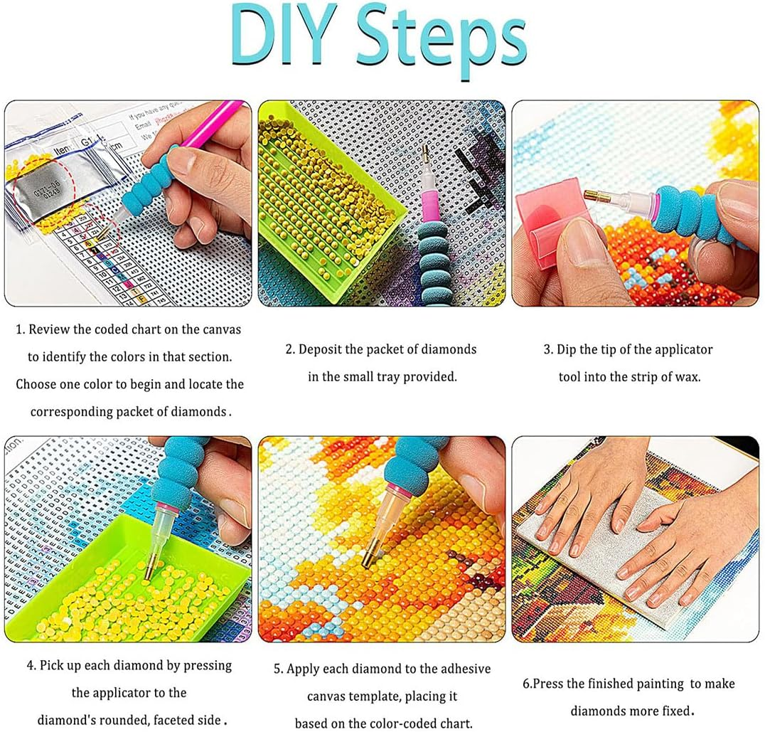 6 Pack Diamond Painting Kits, 5D Diamond Beach Number Painting, Full Drill Paintings Kits for Adults, Art Tool Kits DIY Crafts Diamond Painting for Home Wall Art Decor(11.8X15.7Inch)