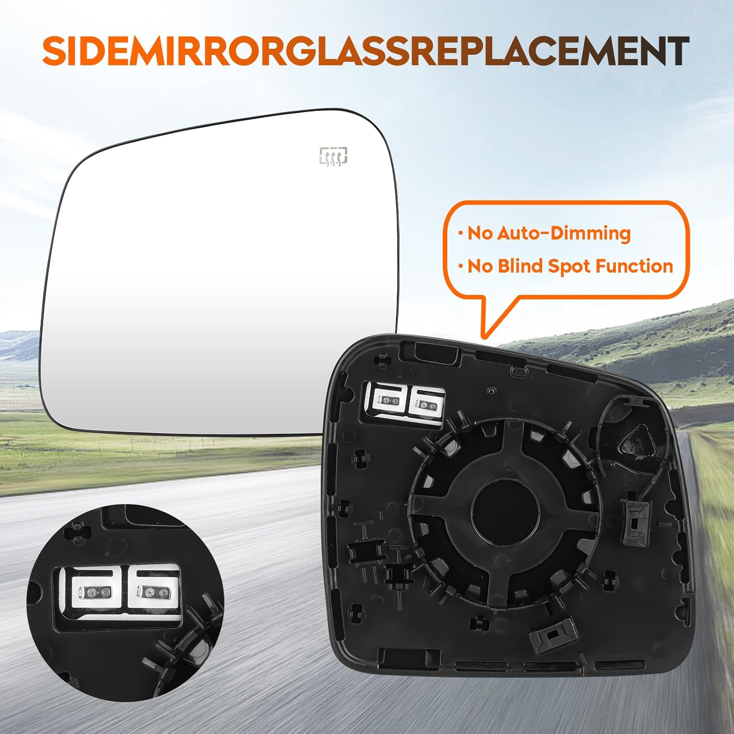 Youxmoto Mirror Glass Left Driver Side Fit for Jeep Grand Cherokee 2011 2012 2013 2014 2015 2016 2017 2018 Heated Side Mirror, W/Backing Holder, Fit 68092051AB image number 5