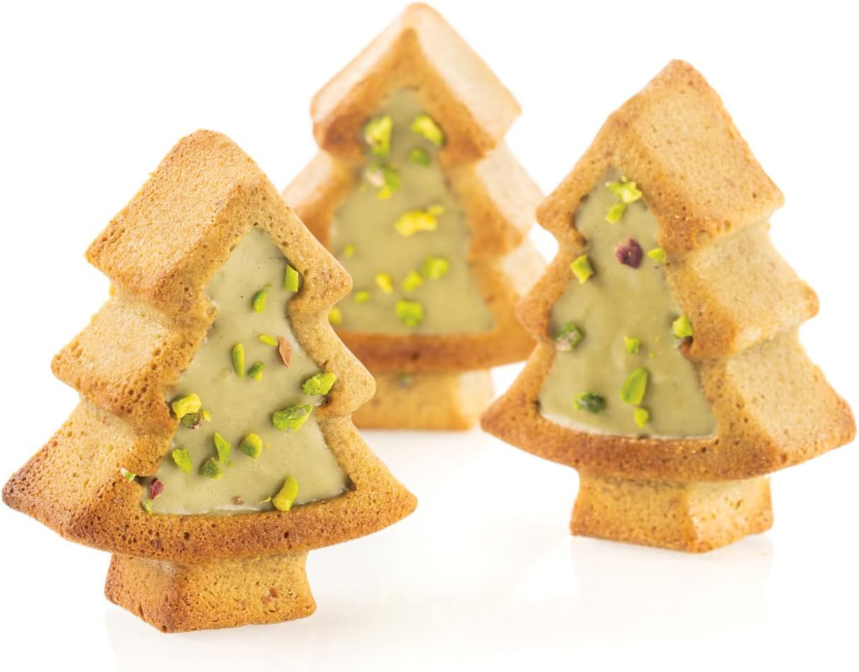 Silikomart SF108 Silicone Let'S Celebrate Bakeware Collection Multi Cake Pan, Christmas Trees image number 1