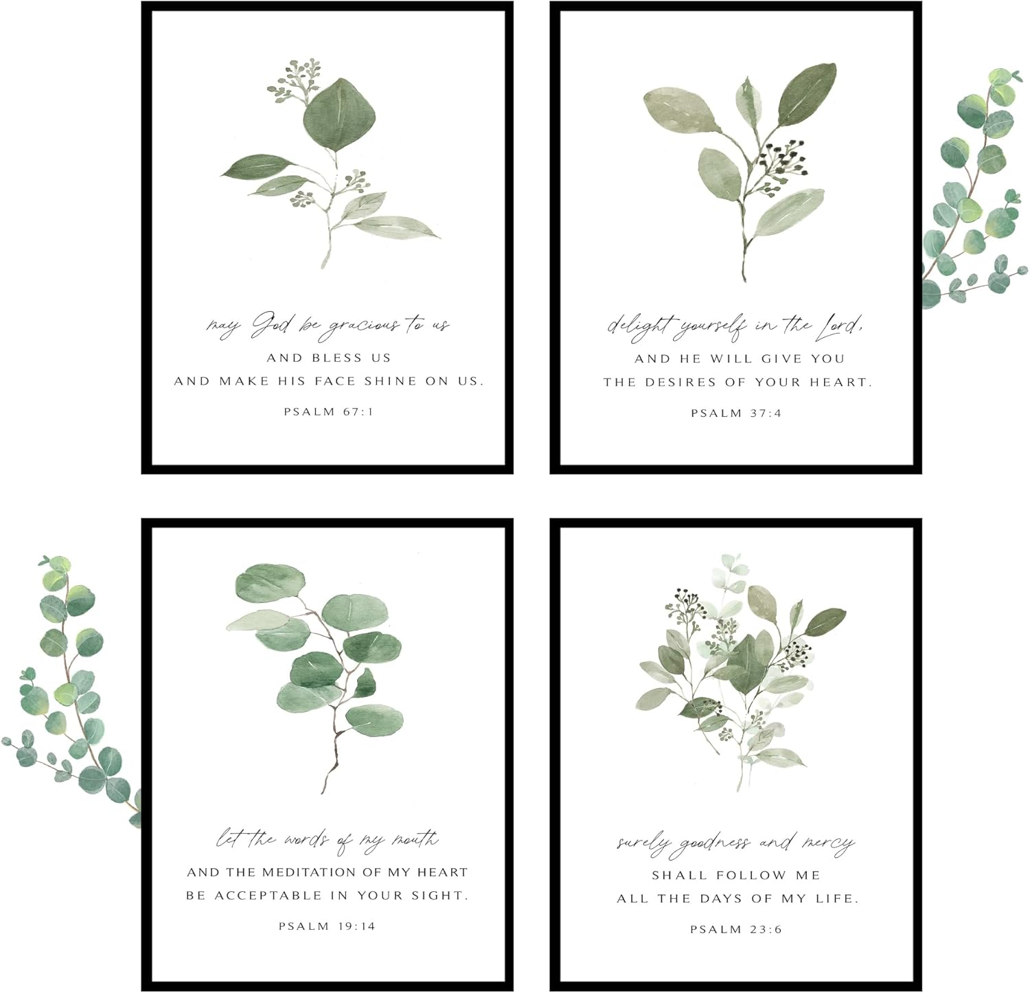 Psalms Scripture Wall Art Christian Wall Art - Bible Verse Wall Art Set of 4 (8X10") Christian Wall Decor - Bible Scripture Wall Art, , Christian Art Bible Verses Wall Decor, Scripture Artwork - Unframed