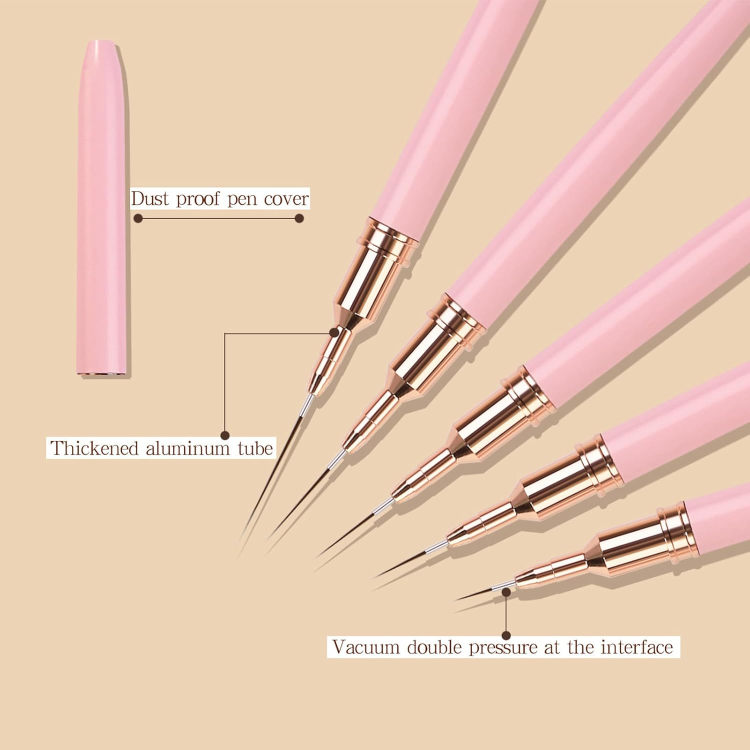 Liner Brush | Ultra-Fine Detail Brush 5 - Size 7 9 11 15 25Mm Professional Nail Design Brushes for Lines Dotting Drawing, UV Gel Polish Painting Buniq image number 1