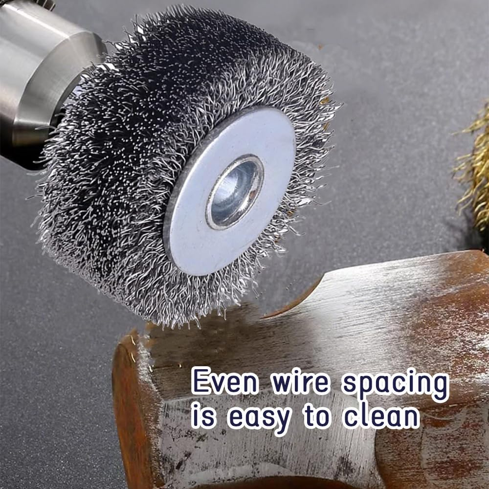 4-Pack Heavy Duty Wire Brushes. Suitable for Drill Attachments, Curled Heavy Duty Wire Brushes, Coarse Carbon Wire Wheels for Removing Paint, Rust and Corrosion image number 3