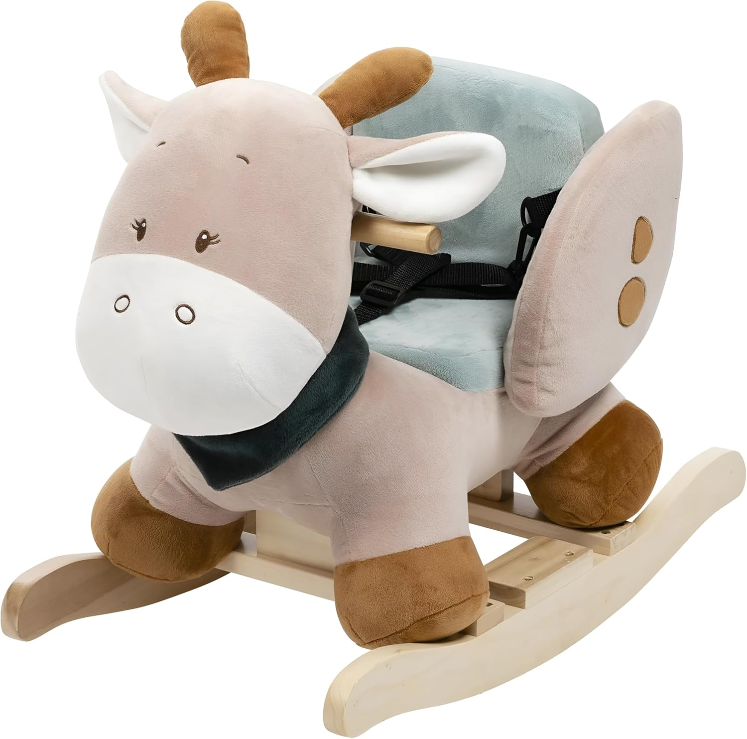 Nattou Rocking Animal of Polyester (Terry Cloth), Elephant-Axel, 63 X 33 X 45 Cm, Luna and Axel, Green/Beige