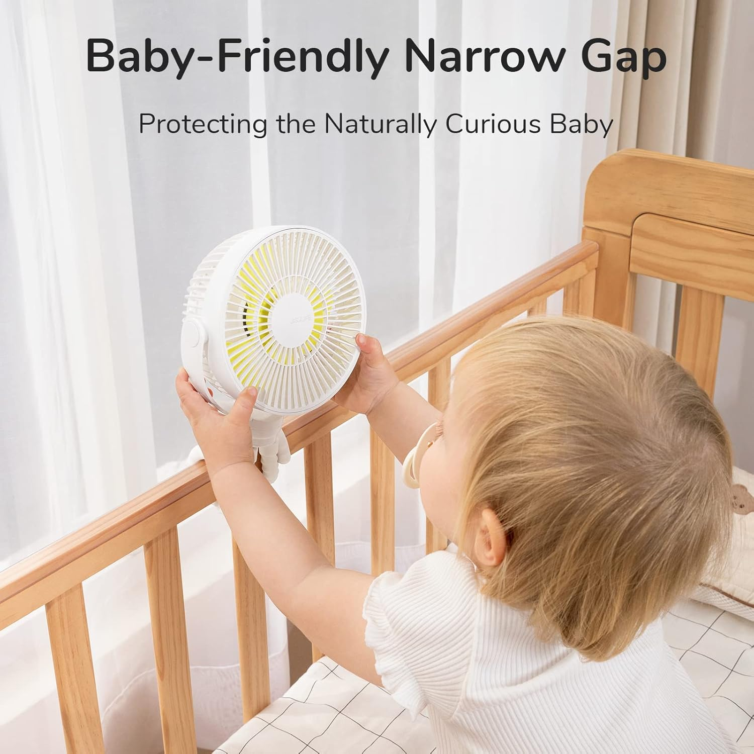 JISULIFE Stroller Fan, Tripod Clip on Fan, 4000Mah Baby Fan Battery Operated, Personal Desk Fan with 4 Speeds, 720&deg;Rotatable, Portable Fan for Cribs, Carseat, Golf Cart, Treadmill,Table - White image number 3