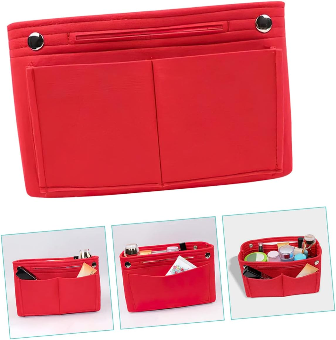 STOBAZA 4Pcs Purse Organizer Insert Felt Handbag Organizer Insert Tote Bag for Travel Storage Bag image number 4