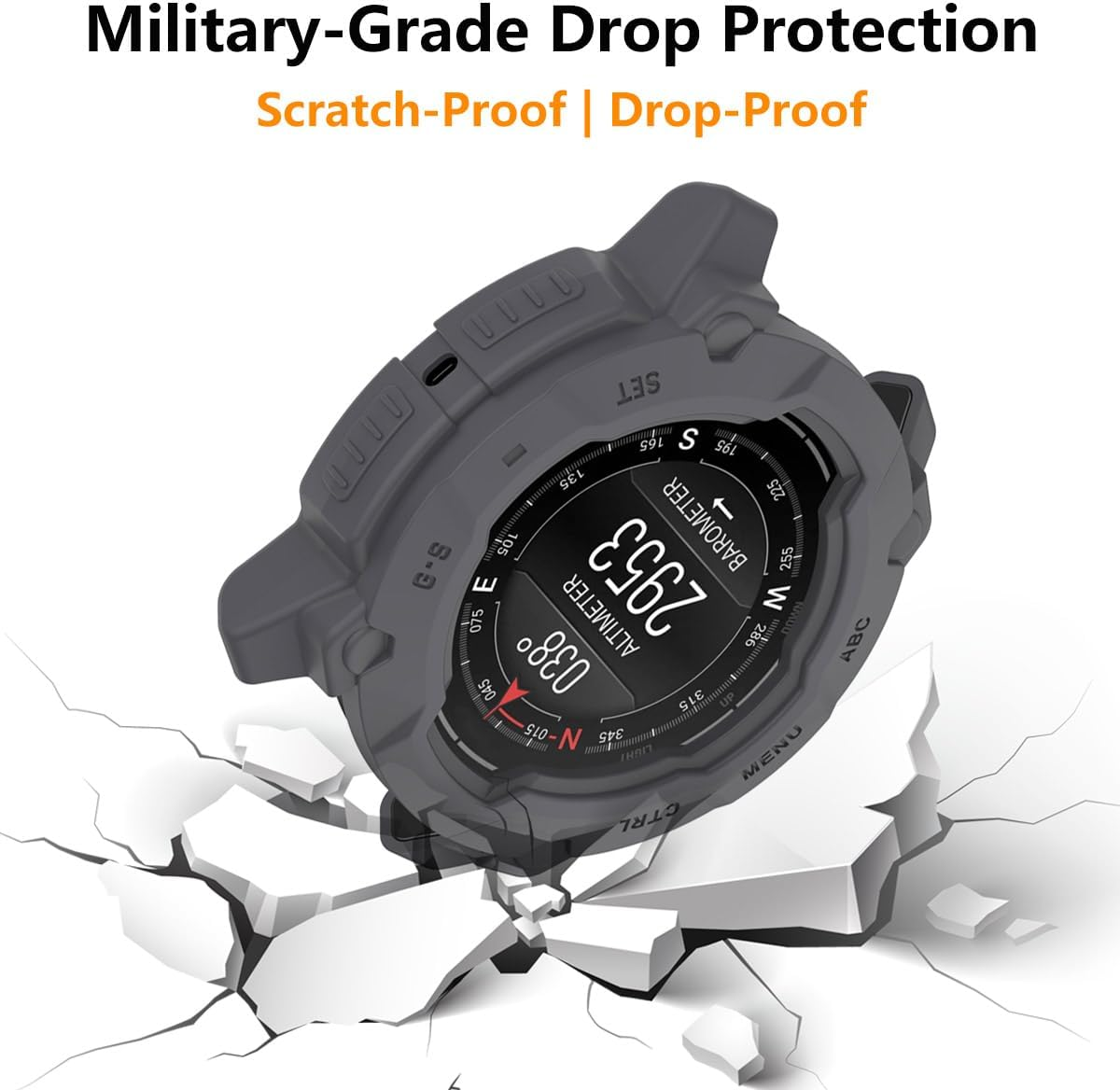 HOMTERN Case for Garmin Instinct 3 AMOLED 45Mm and Instinct 3 SOLAR 45Mm,Flexible Silicone Armor Cover Shell Shockproof Scratch-Proof Drop-Proof Protector Case,Gary image number 4