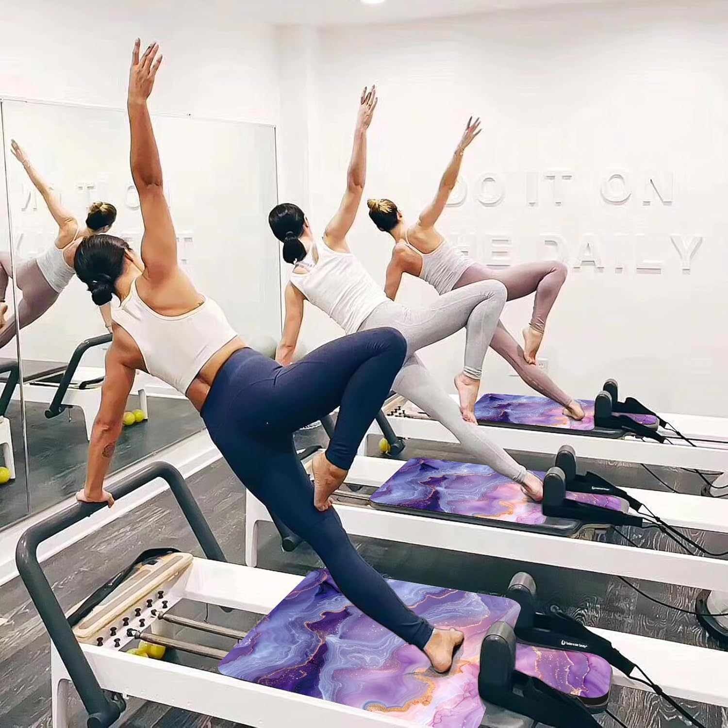 Pilates Reformer Mat, Pilates Reformer Machine Mat Towel, Non Slip Pilates Reformer Cover, Lightweight Foldable Washable Pilates Reformer Towel, Workout Mat for Yoga, Pilates and Floor Exercises - Pink image number 7