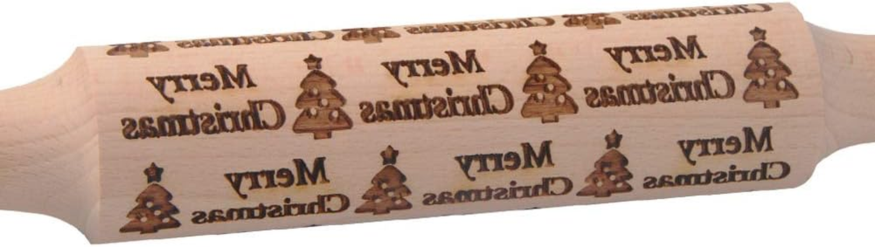 Dubom Christmas Wooden Rolling Pins - Engraved Embossing Rolling Pin with Christmas Deer Pattern for Baking Embossed Cookies,Rolling Pin Kitchen Tool (2 Pcs) - Christmas Tree image number 6