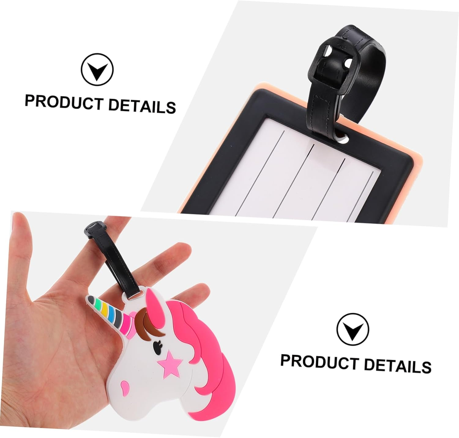 NAMOARLY 5Pcs Cartoon Flamingo Unicorn Luggage Tags Elastic Strap and Buckle Connector for Easy Identification image number 4