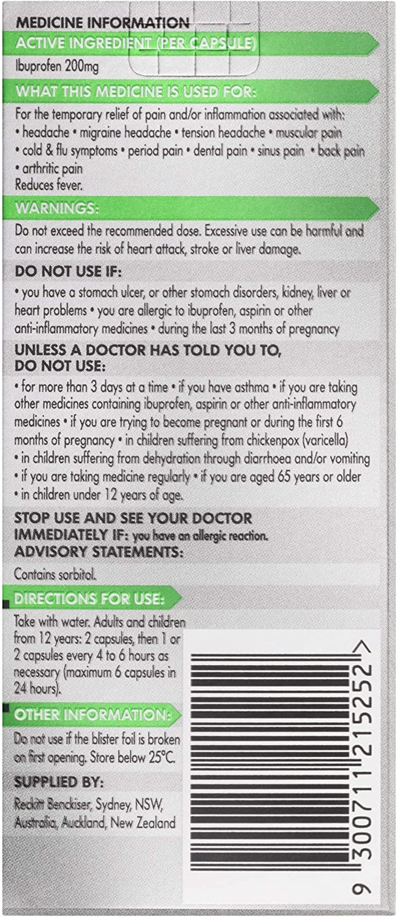 Nurofen Zavance Liquid Capsules Pain Relief 200Mg, Count of 20 image number 6