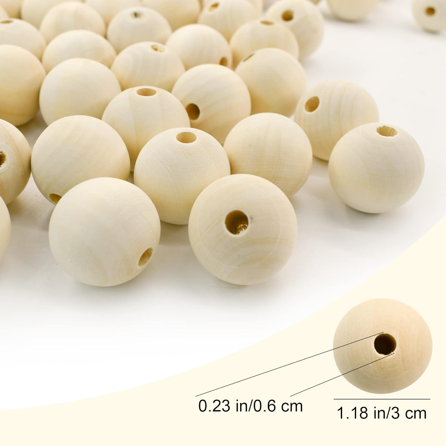 Enkrio Wooden Beads 100Pcs round Wood Beads Unfinished Wooden Loose Beads for Macrame Crafts Jewelry Making(30Mm) image number 1
