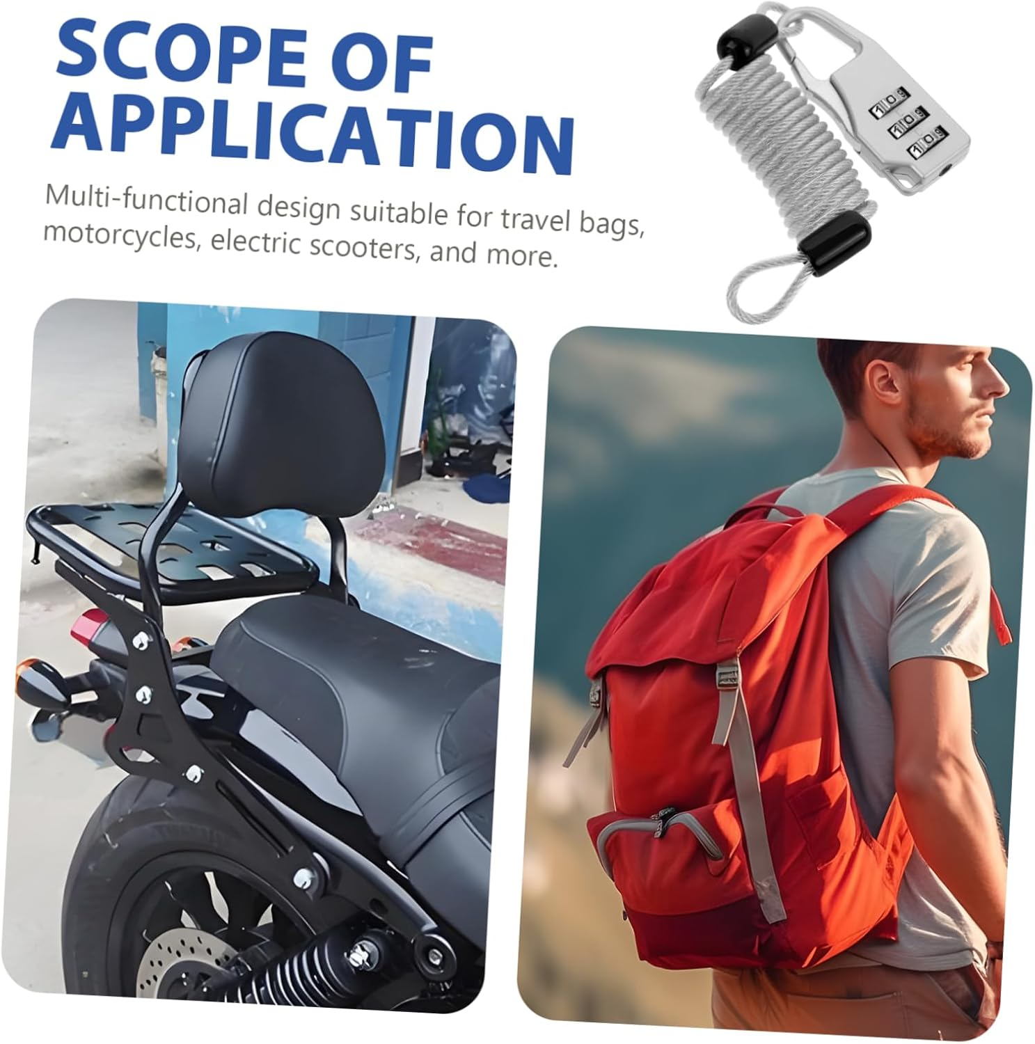 LIGHTAOTAO Travel Security Cable Lock with Combination, Adjustable Steel Wire Luggage Lock for Suitcases, Backpacks, and Outdoor Gear, Anti-Theft Locking Cable for Adults and Travelers image number 1