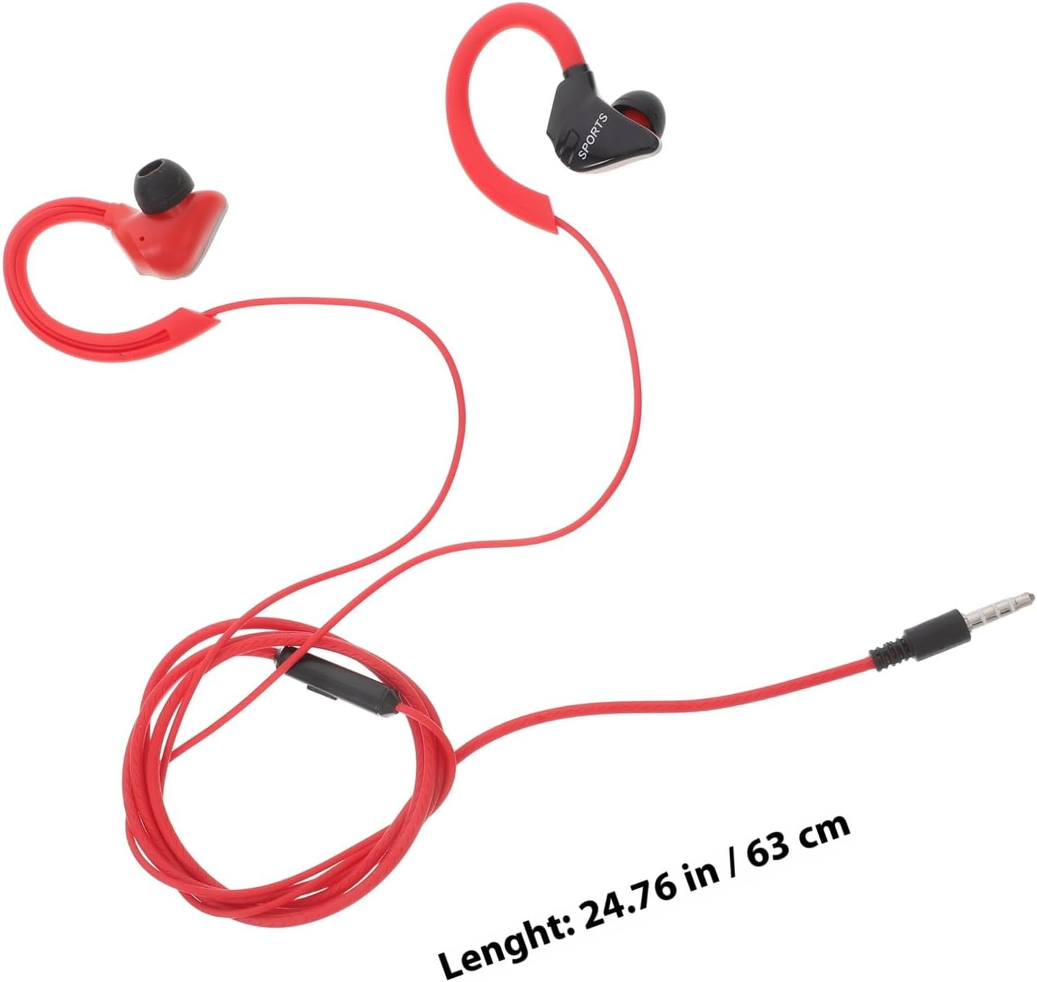 GRIRIW Wired Sports Earbuds with Ear Clip, Red Lightweight Headset with Inline Microphone, Bass-Enhanced Earphones for Running and Outdoor Use, Compatible with Smartphones image number 4