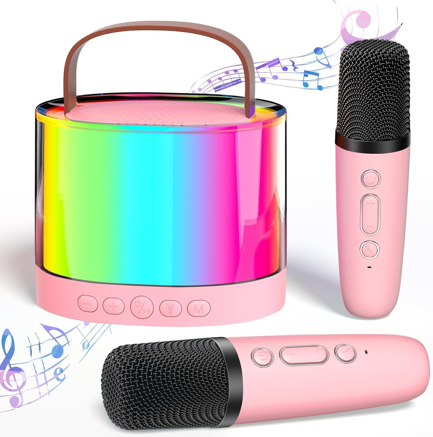 Portable Karaoke Machine with 2 Wireless Microphone, Mini Bluetooth Speaker for Adullts and Kids, Valentines Day Gifts Back to School Gifts