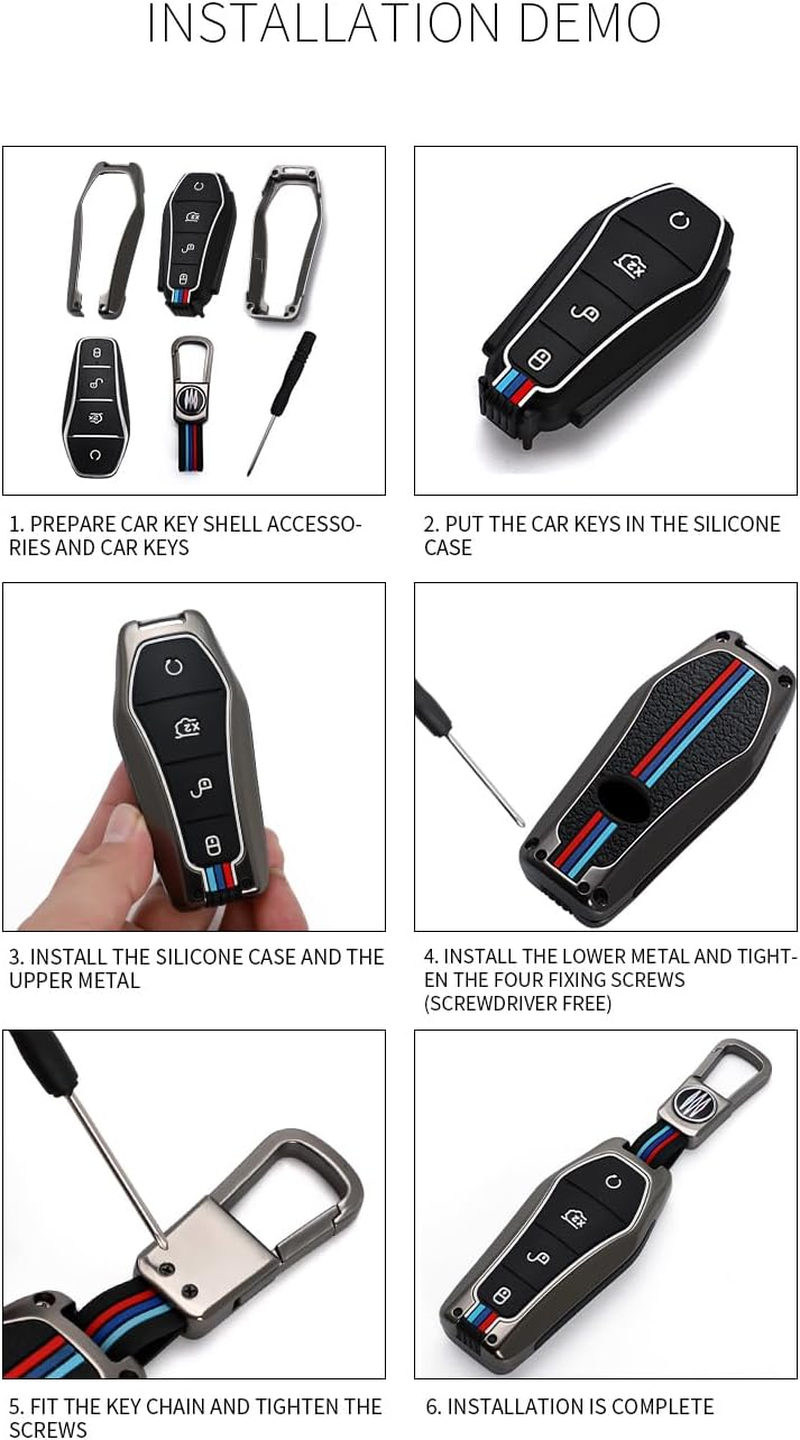 KUNIO Car Key Fob Cover Case Fit for BYD Qin Plusdmi Atto 3 Han EV Dolphin Key Protective Cover Keychain Key Holder Key Cover image number 4