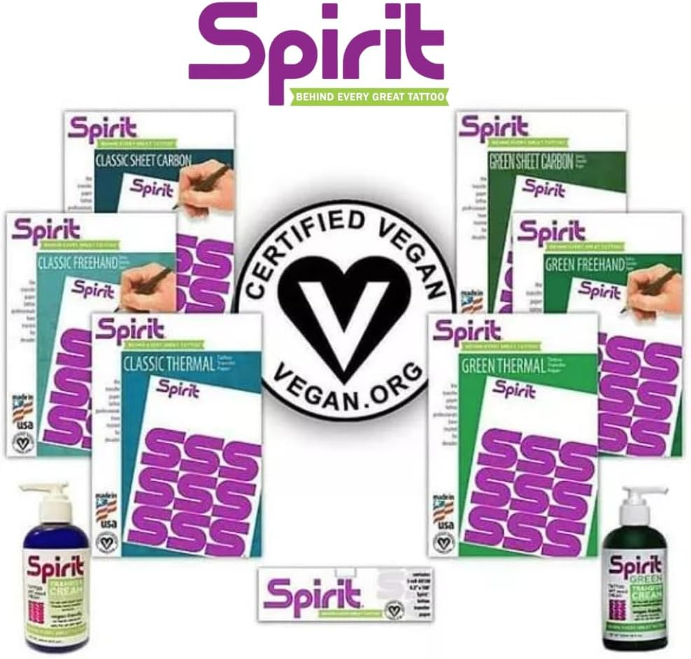 Spirit&reg; Classic Sheet Carbon Tattoo Stencil Transfer Paper, 8.5" X 11" - 200 Sheets, Certified Vegan, Proudly Made in the USA image number 1
