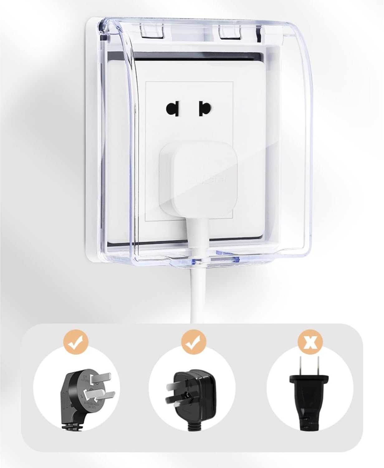 Power Box Baby Proof Outlet Cover White Outlet Covers Electric Luminaries Outdoor Wall Switch Guard Socket Cover Weatherproof Farmhouse Switch Plates Wall Switch Cover（Transparent Color） image number 4