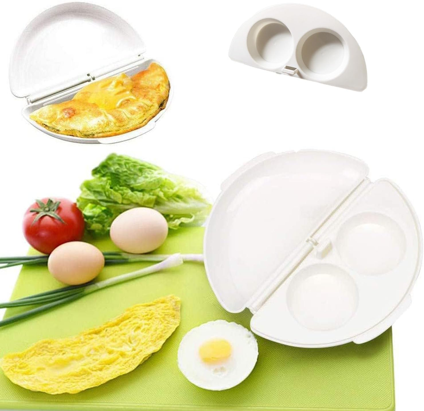 Paifeancodill Microwave Egg Omelette Pan Maker Microwavable Cooker, High-Heat Resistant Egg Poacher Cooker for Microwave, 2 Cavity Egg Poacher Set, Plastic Quick Egg Maker, Egg Poacher for Sandwiches image number 4