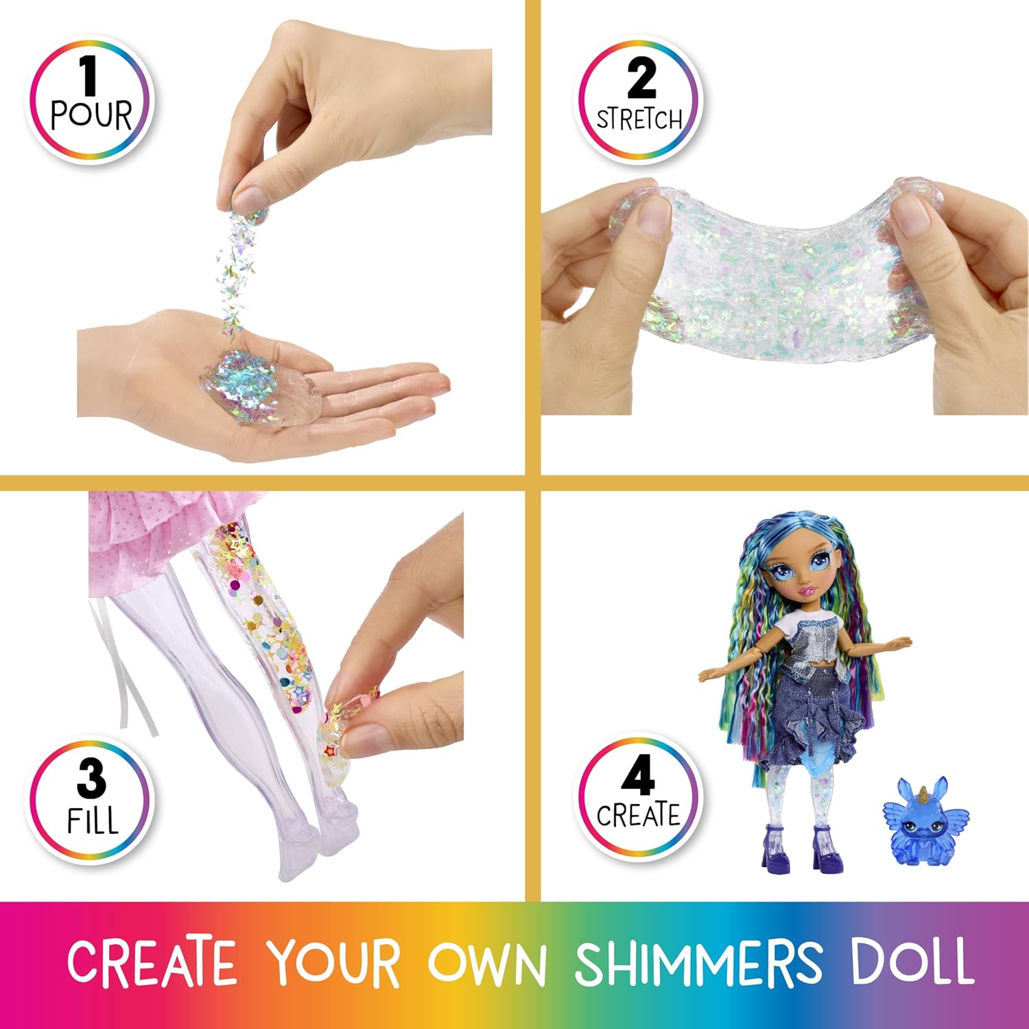 Rainbow High Rainbow Shimmers with Slime &ndash; Skyler, Blue 27Cm Fashion Doll, Create a Rainbow Doll, Slime Kit, Pet Bunny, Kids Gift 4+ image number 1