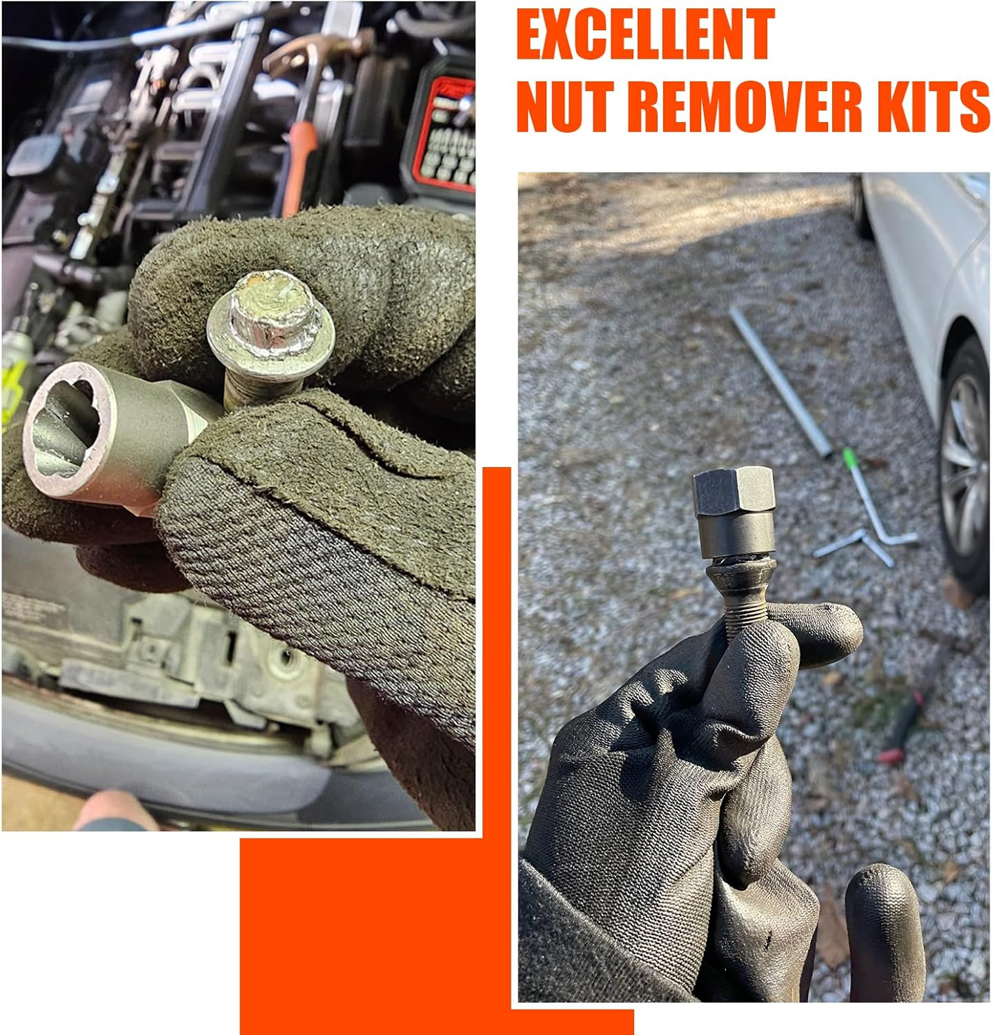 Coobeast Bolt Extractor Set Heavy Duty, 13Pcs Bolt Extractor Kit with 3/8 Inch Adapter, Stripped Lug Nut Remover, Easy Out Bolt Remover Set for Rusted, Rounded, Damaged Nuts Screws image number 1