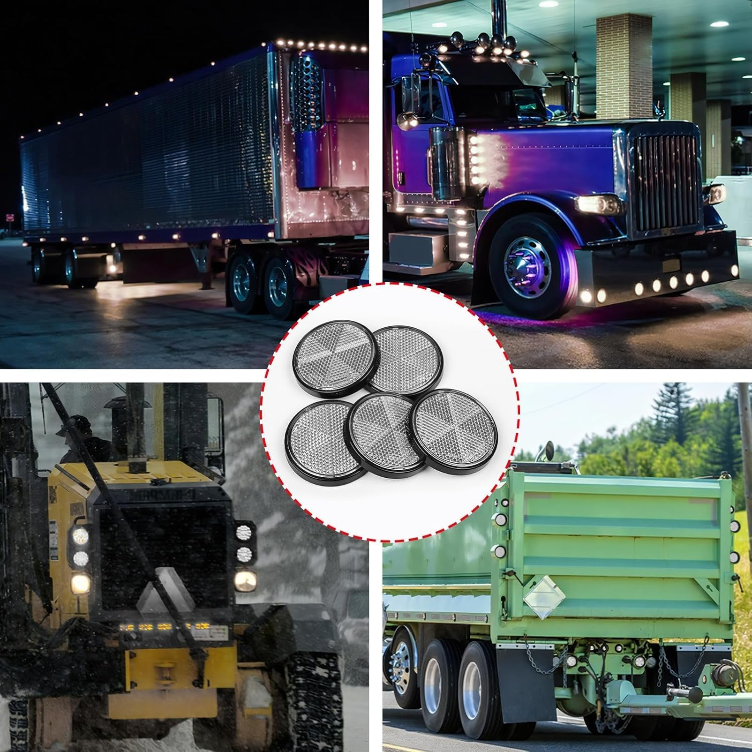 6PCS Premium round Safety Reflectors &ndash; 2.24 Inch Self-Adhesive Reflective Pads for Trucks, Trailers, Mailboxes, Driveways, Posts & Tunnels &ndash; High Visibility Road Safety Markers (White) image number 3