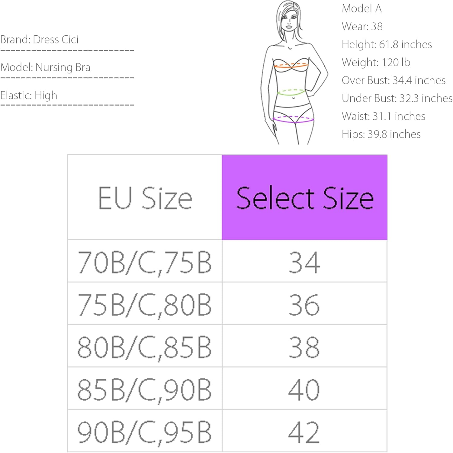 Dress Cici Nursing Bra Minimizer Bras Triangle Cotton Front Snap, 3 PCS image number 3