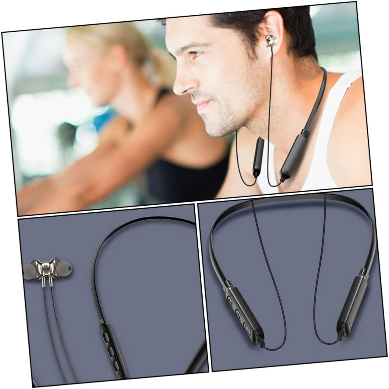 Operitacx Wireless Neckband Wireless Technology Earbuds 5.0 Stereo In-Ear Headphones Waterproof Magnetic Neck Hanging Headset for Sports and Travel, Compact Black Design image number 5