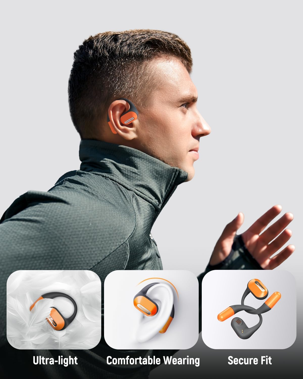 TRUEFREE O2 Open-Ear Bluetooth 5.3 Headphones, Air Conduction Wireless Earbuds, 22 Hrs Playtime, 15Mm Enhanced Bass, Four Mics Clear Calls, IPX5 Waterproof, Multipoint Connection,Comfortable Workout image number 6