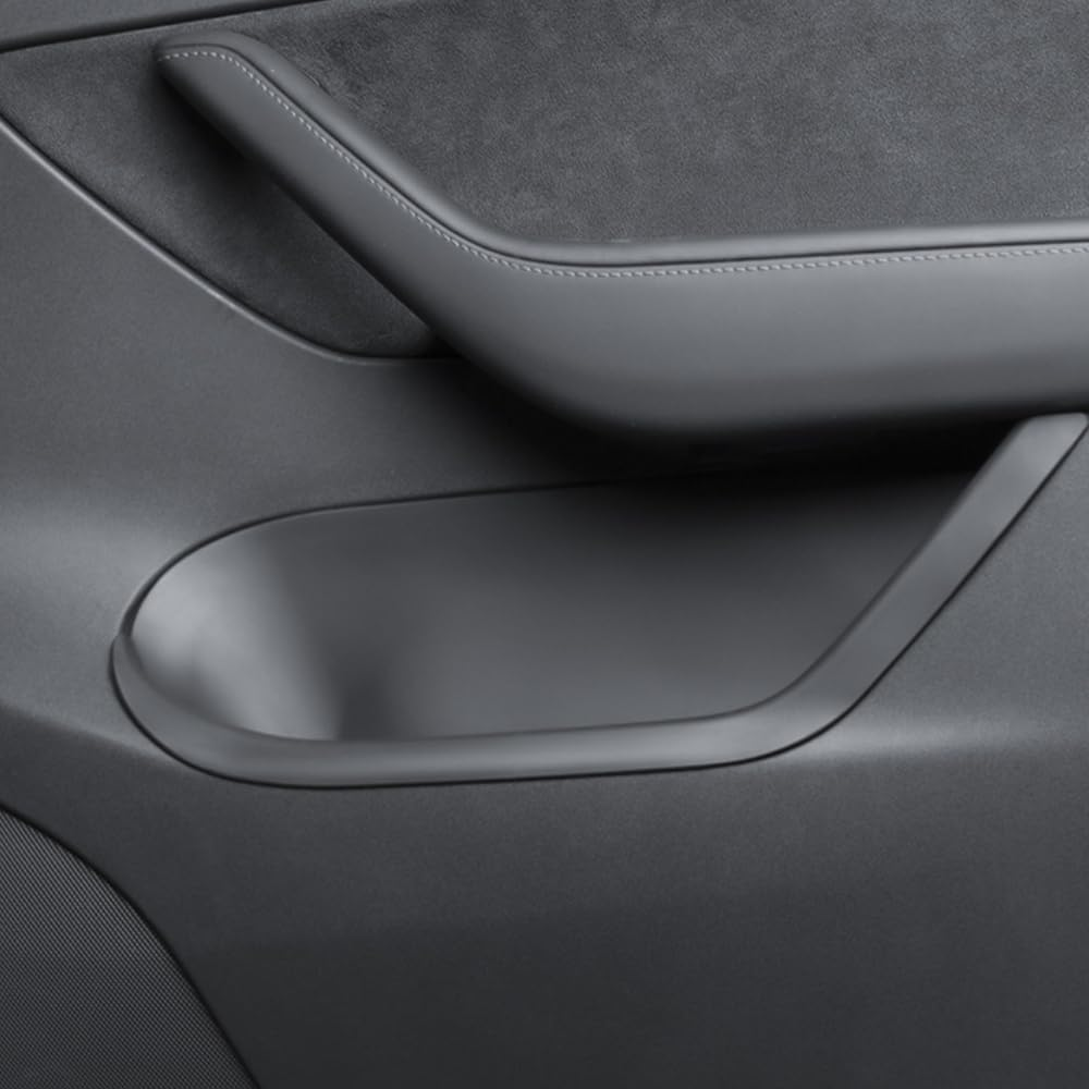 GROZY 4PCS Enovorld Upgrade Full-Cover Front and Rear Door Side Storage Boxes for Tesla Model 3, Front and Rear Door Tray Organizer for 2024 Tesla Model 3 TPE Door Slot Tray Mats(Black) image number 1