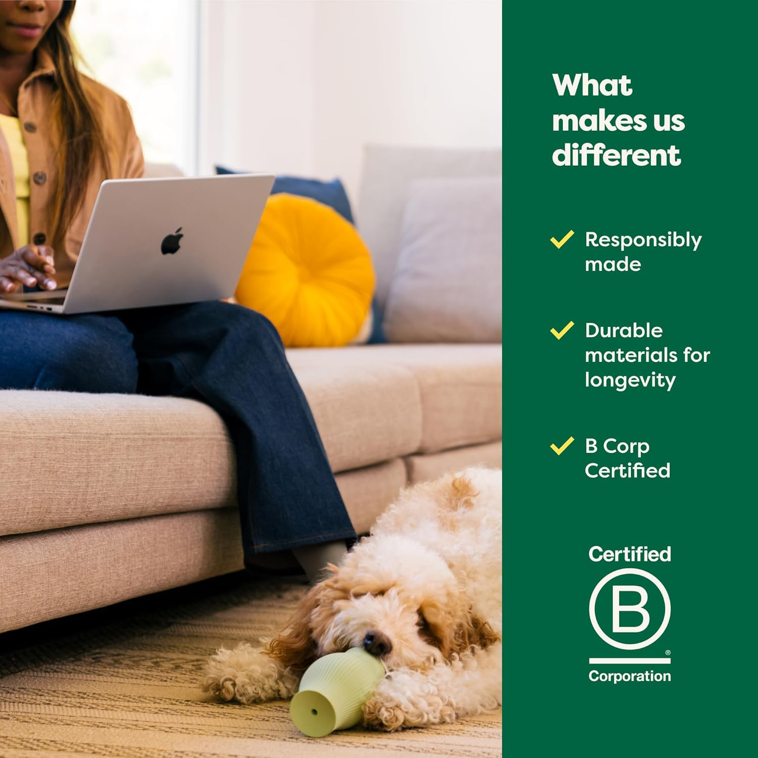 Earth Rated Treat Dispensing Dog Toys, Enrichment Toy for Adult and Puppy Dogs, Slow Feeder, Dishwasher and Freezer-Safe, Natural Rubber, Large, Green image number 1