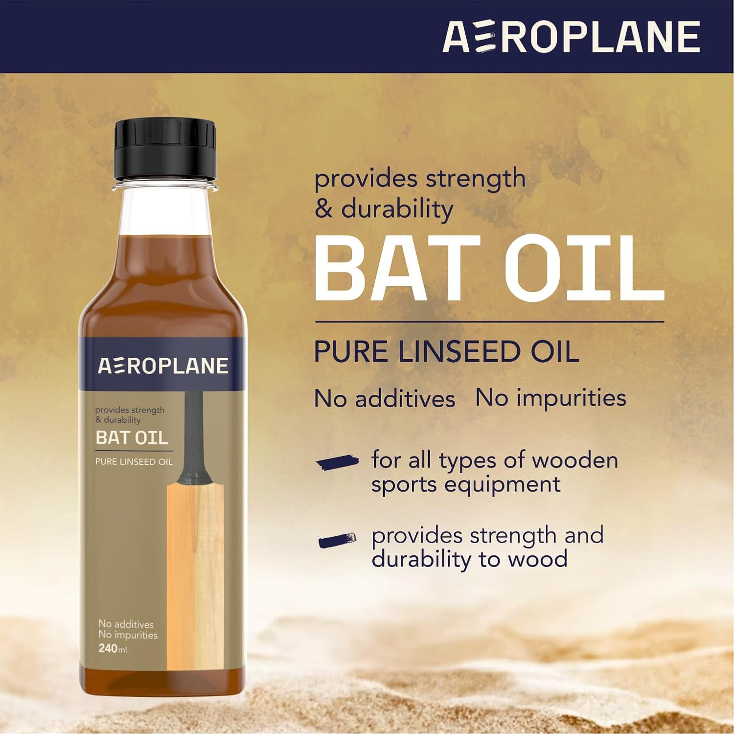 Aeroplane - Bat Oil - Used to Protect, Increase Durability and Strengthen Cricket Bat