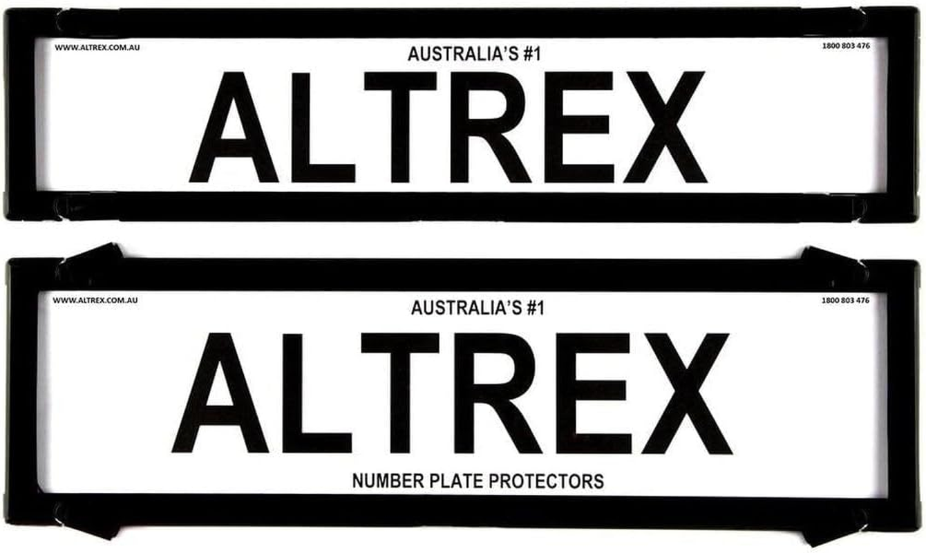 Altrex Number Plate Protectors - Ultimate Premium Black No Lines W Swing Clip 6NLP