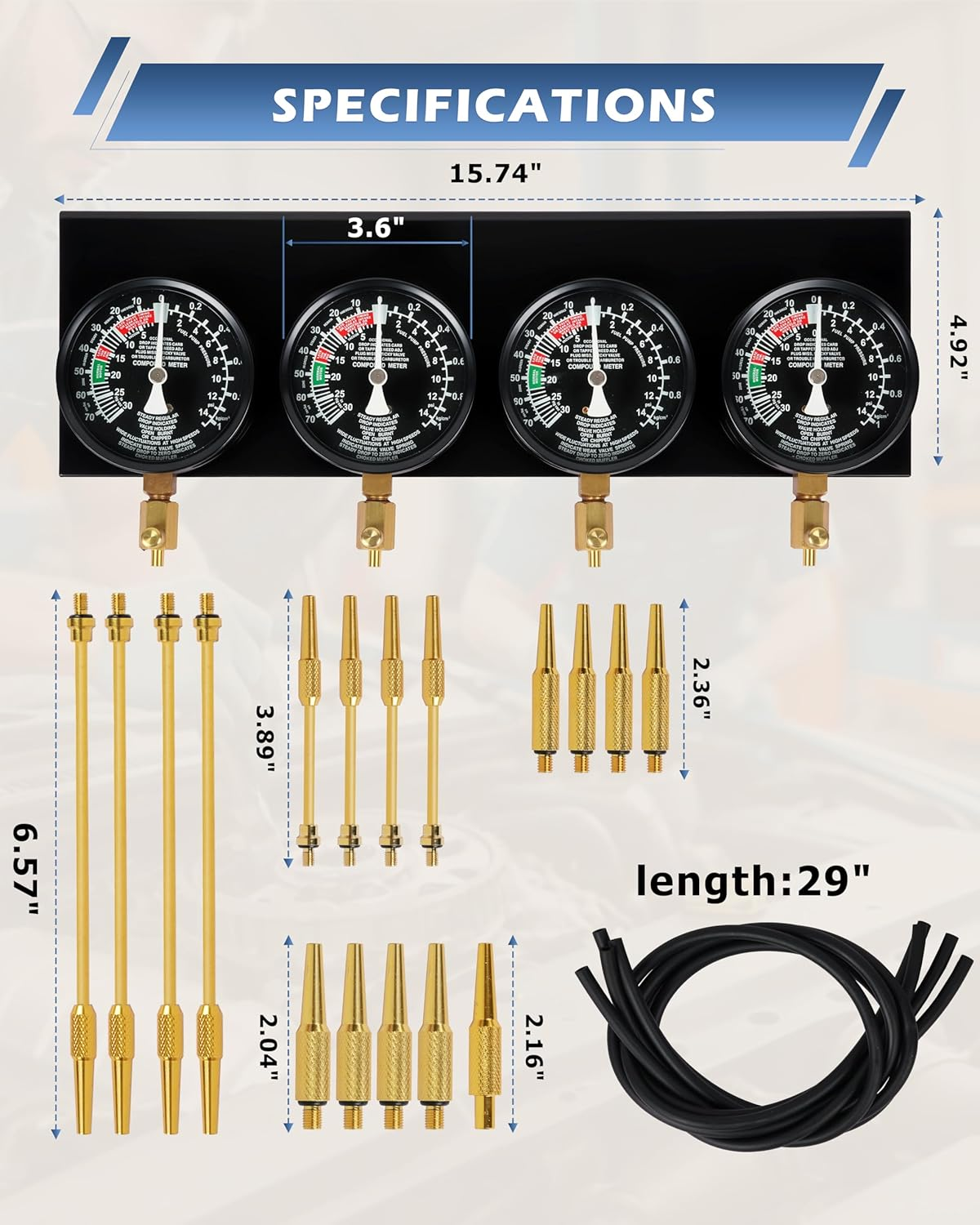 Motorcycle Fuel Vacuum Carburetor Synchronizer Carb Sync Gauge Fit Honda Yamaha image number 2