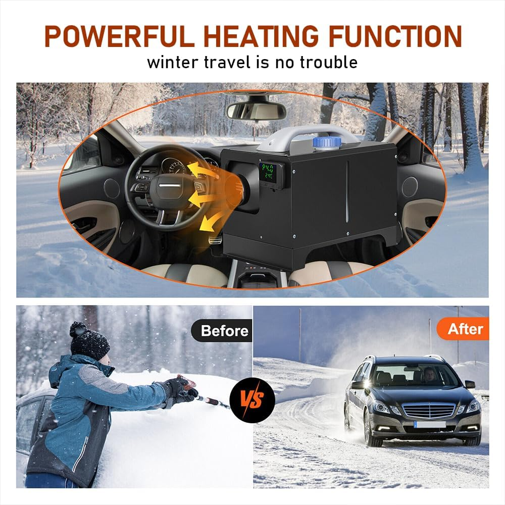 Alston Diesel Air Heater 12V 8KW Tank Portable Heater Thermostat with Remote Control and LCD Display for Car Truck Boat RV Campers Caravan Motorhome image number 4