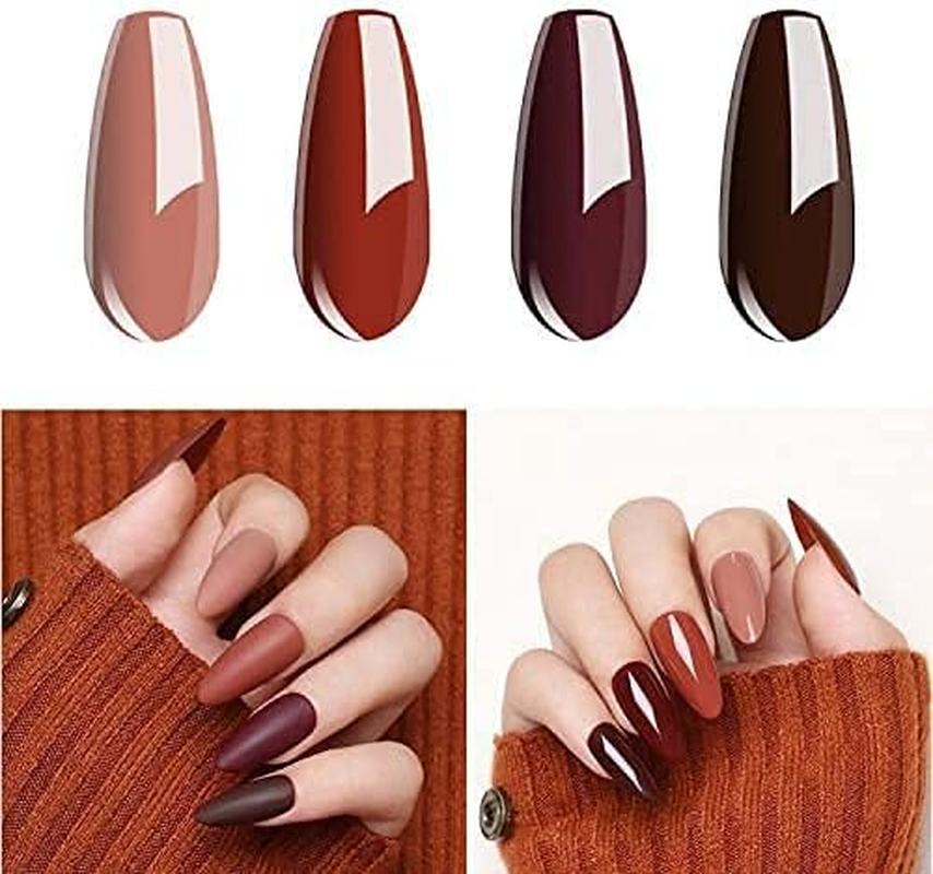 Vishine Gel Nail Polish Kit 12 Color Set, Popular Autumn Winter Gel Colors Collection, Nude Purple Maroon White UV Nail Gel Colors Manicure Set 8Ml Each Bottle