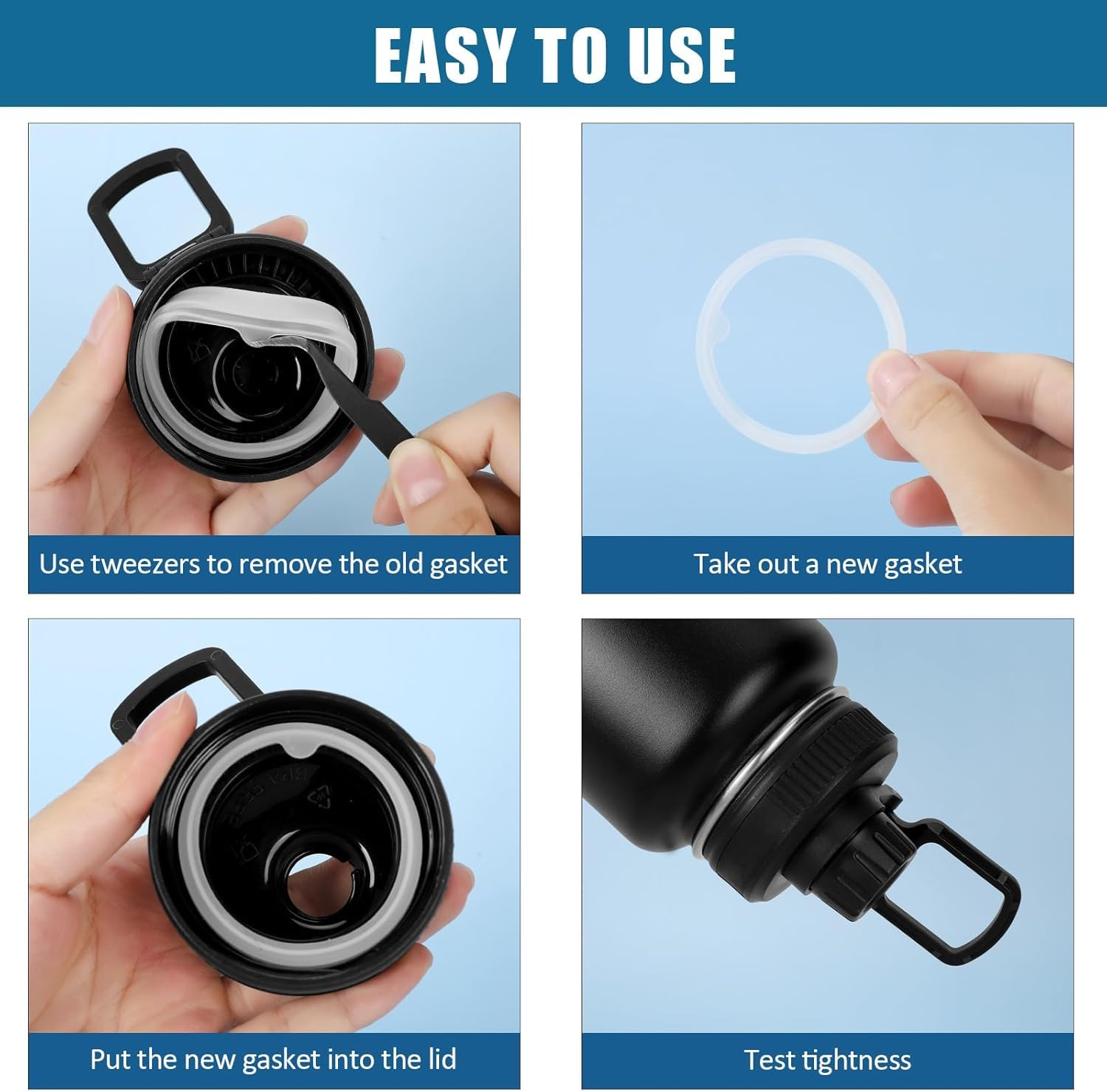 Liyquint 13PCS Thermoflask Water Bottle Lid Replacement for 24/32/40/64Oz, Silicone Sealing Ring & Gasket Replacement for Straw Lid & Spout, Leak-Proof Cup Seal Ring (13) image number 4