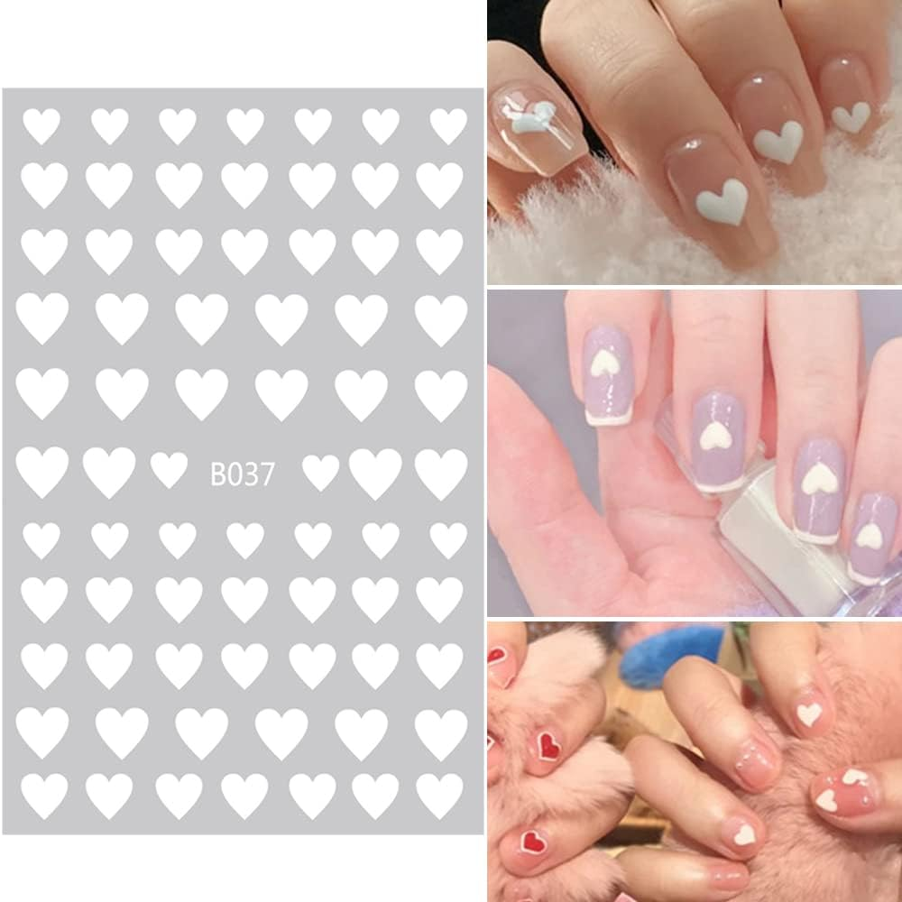 8 Self-Adhesive Nail Art Stickers - Heart & Nail Decorations image number 2
