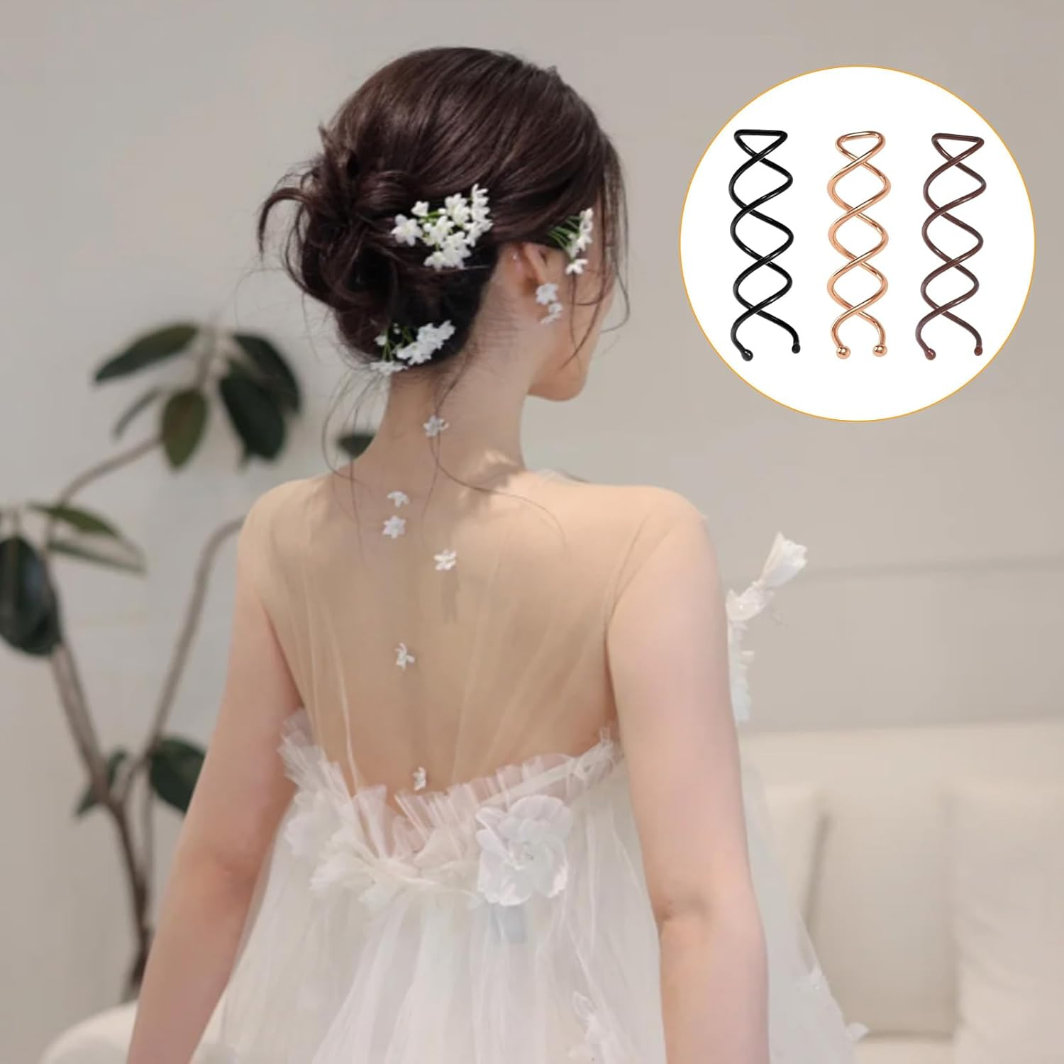 30 Pieces Spiral Hair Pins in 3 Colors - French Twist Bun Hair Clips for DIY Hair Styling, Suitable for Fine, Thick and Long Hair, Perfect for Girls and Women image number 2