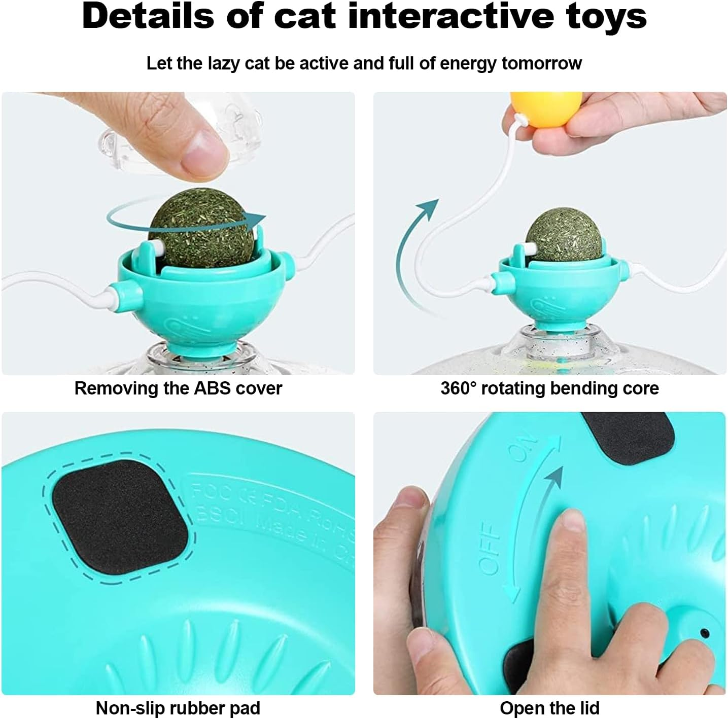 Interactive Toys for Cats,4 in 1 Cat Toy Indoor for Cats Interactive Cat Toy,Interactive Cat Toy for Indoor Cats,Puzzle Cat Toys Kitty Treasure Chest image number 4