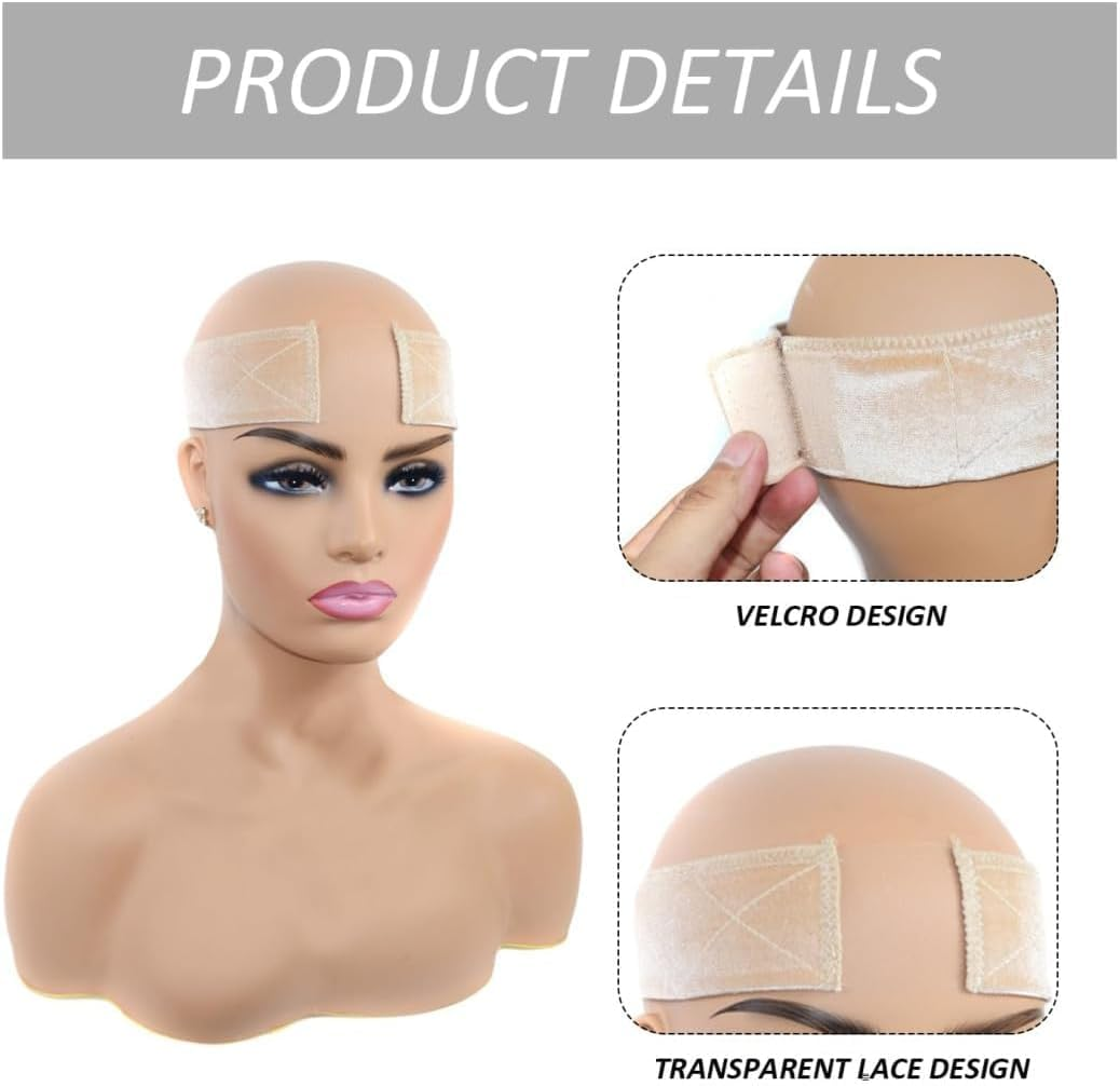 Non Slip Lace Velvet Wig Headband, 2Pcs Elastic Lace and Velvet Wig Head Hair Bands, Adjustable Velvet Lace Wig Grip Band for Frontal Wigs image number 3