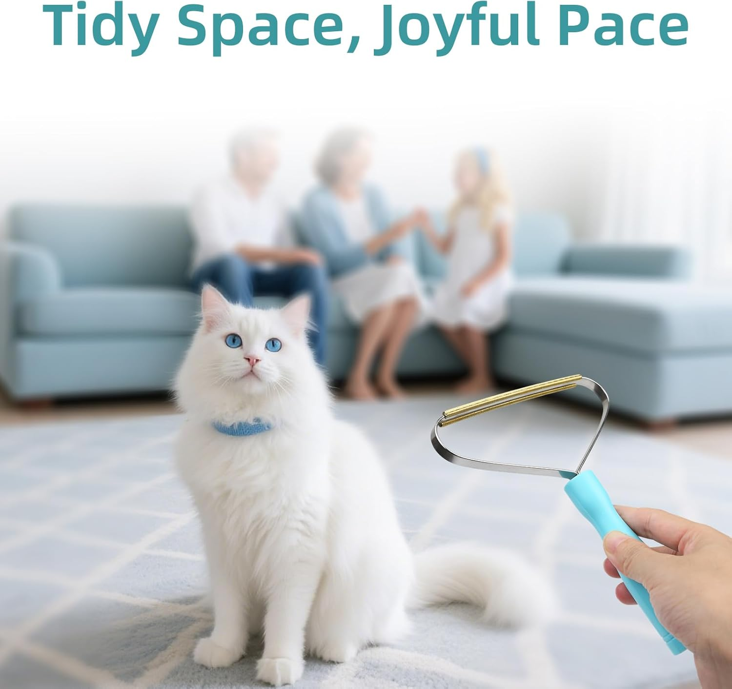 AIAOO Pet Hair Remover - Multi-Fabric Cat & Dog Fur Remover with Carpet Rake Scraper, Reusable Magic Brush for Rugs, Couch, Pet Towers & Car Interiors, Easy to Eliminate Embedded Strands