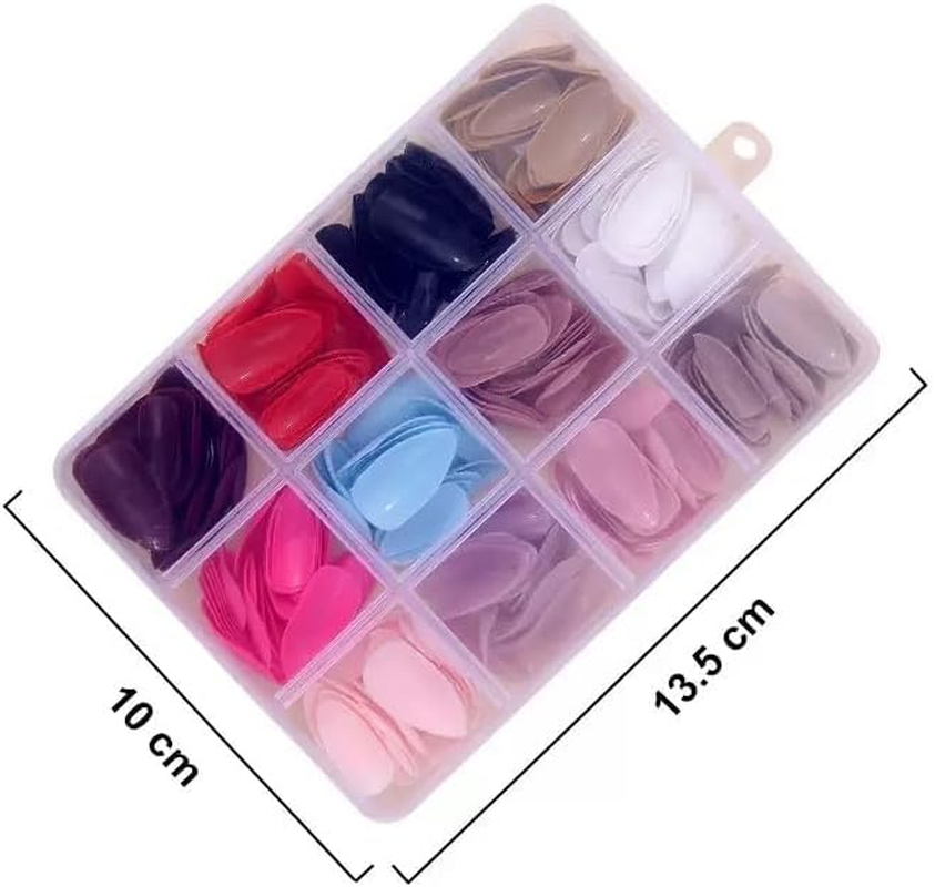 Press on Nails, 12 Colors 288PCS Medium Almond False Nails with 24 Sizes, Full Cover Press on Nails for Women, Lightweight Matte Natural Fake Nails for Nail Art Design (Almond) image number 2