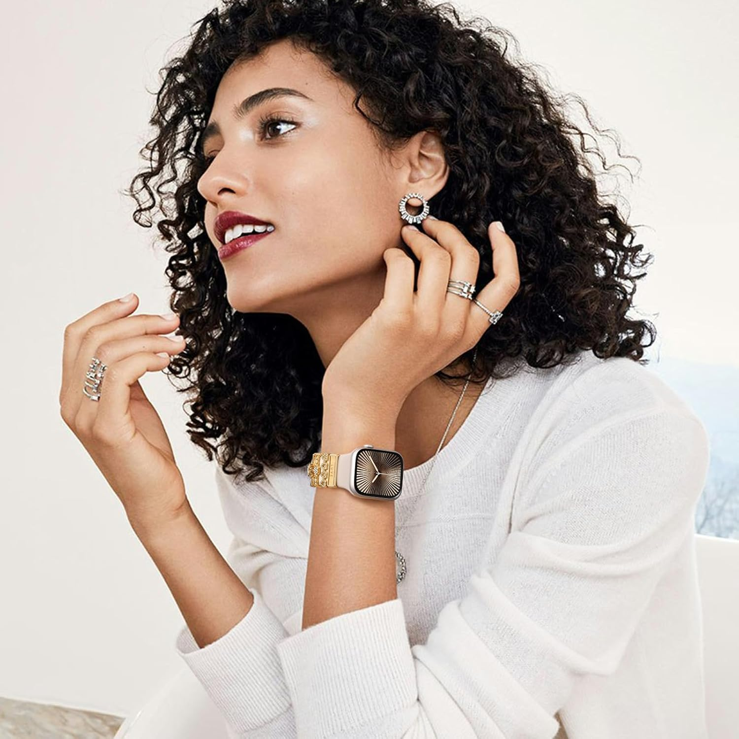 Ouwegaga 5Pcs Decorative Charm Band Compatible with Apple Watch 38Mm 40Mm 41Mm 42Mm 44Mm 45Mm 46Mm 49Mm, Soft Silicone Decorative Ring Loops for Iwatch Series 11 10 9 8 7 6 5 4 3 2 1 SE Ultra 3 2 1 image number 2