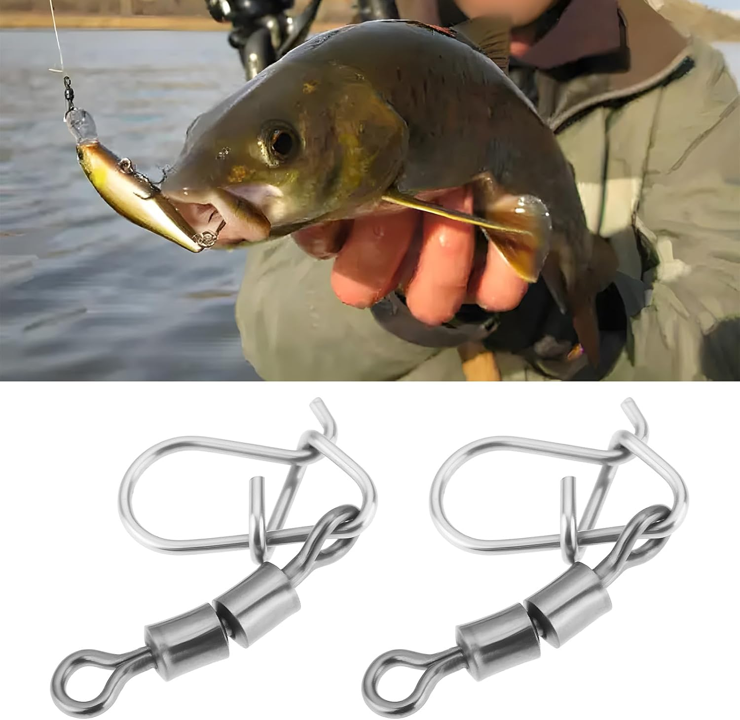 LT Easiyl 20Pcs Fishing Snap Swivels Lure Pin Connector for Platform Fishing Sea Fishing Freshwater Lure image number 2